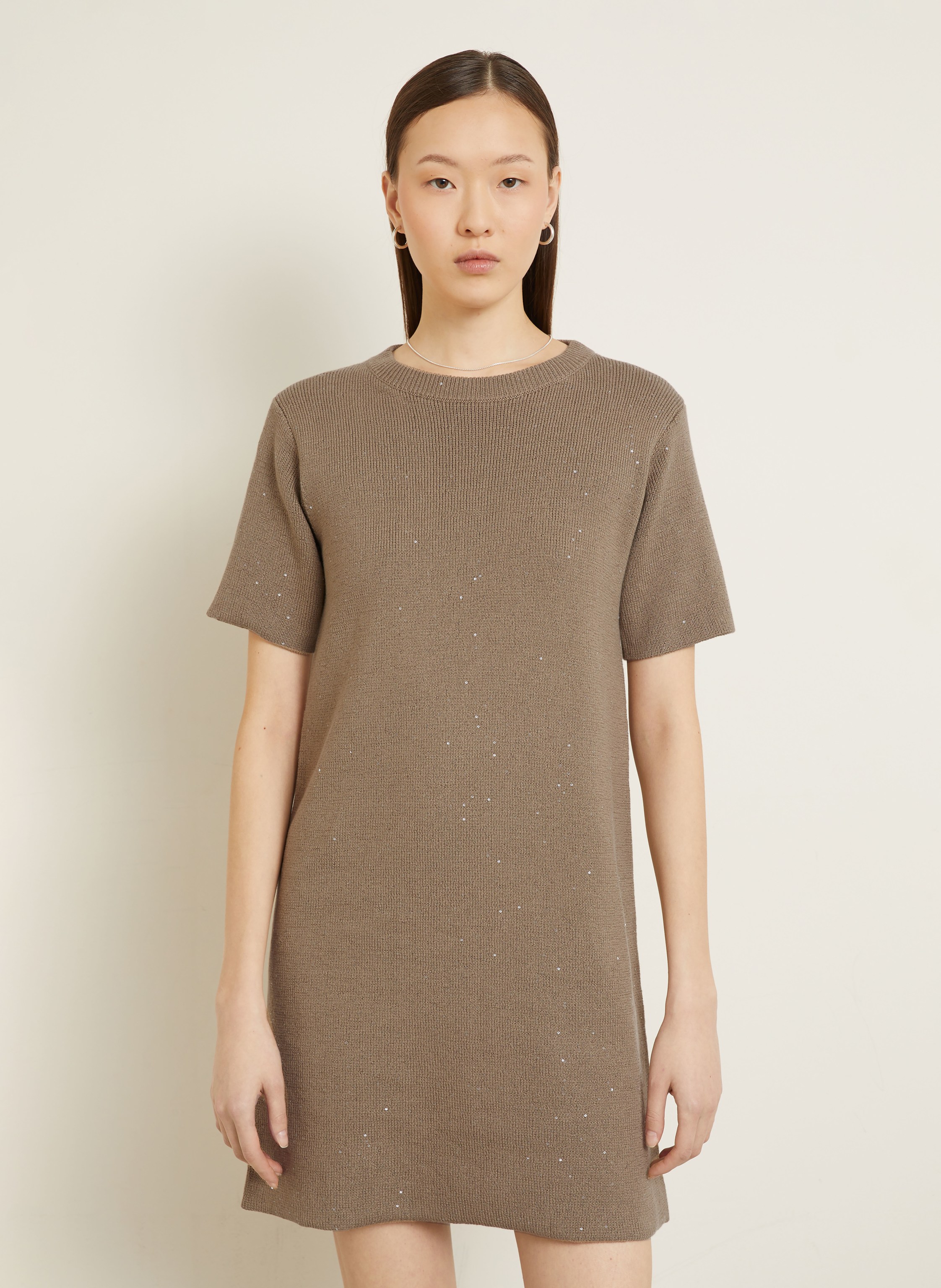 Thumbnail - Brunello Cucinelli Strickkleid Mit Pailletten braun