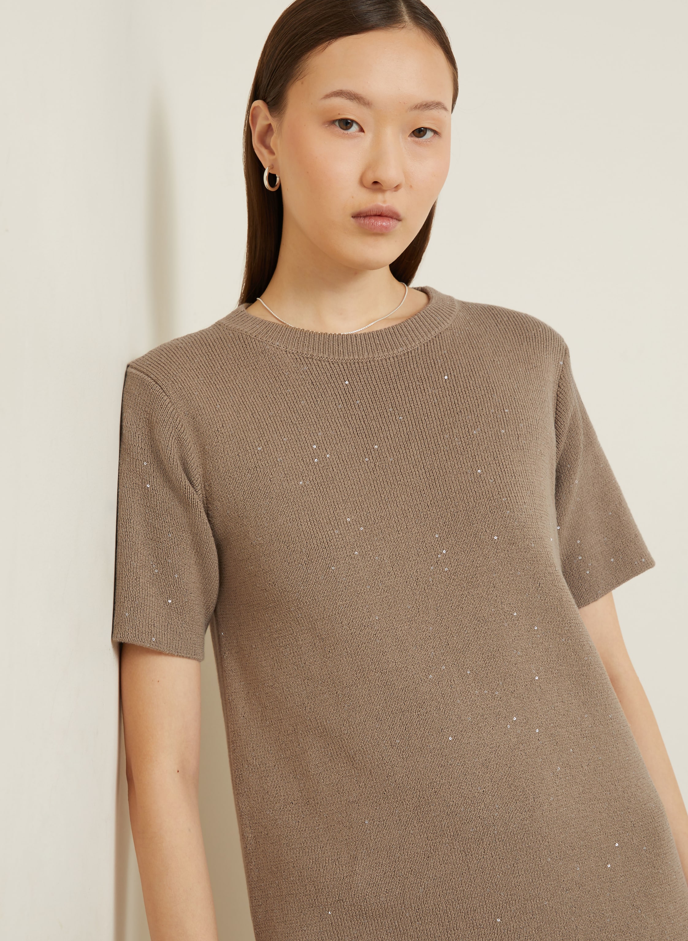 Thumbnail - Brunello Cucinelli Strickkleid Mit Pailletten braun