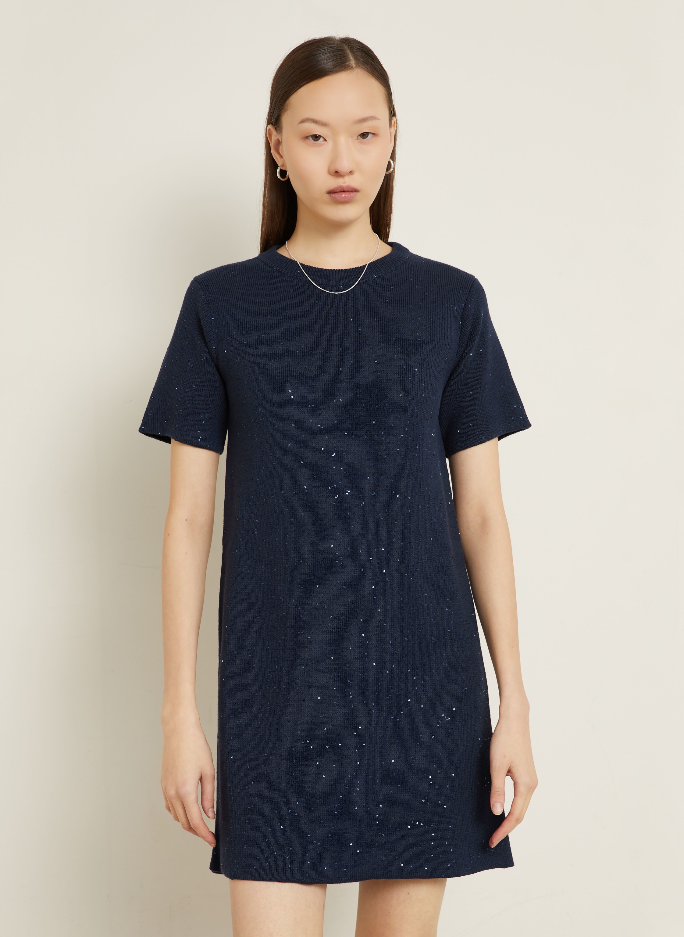 Thumbnail - Brunello Cucinelli Strickkleid Mit Pailletten blau