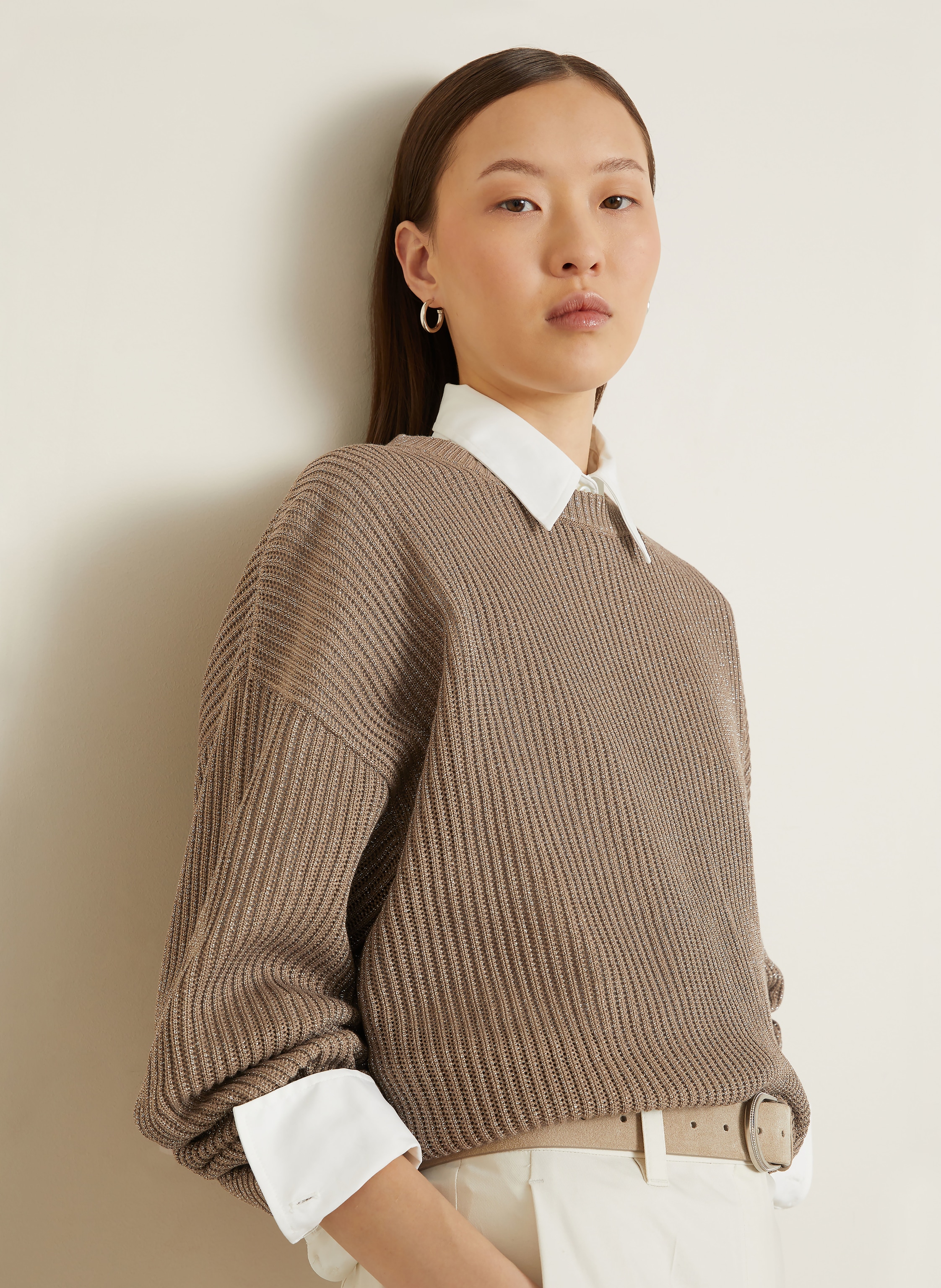 Thumbnail - Brunello Cucinelli Pullover Mit Glitzergarn braun