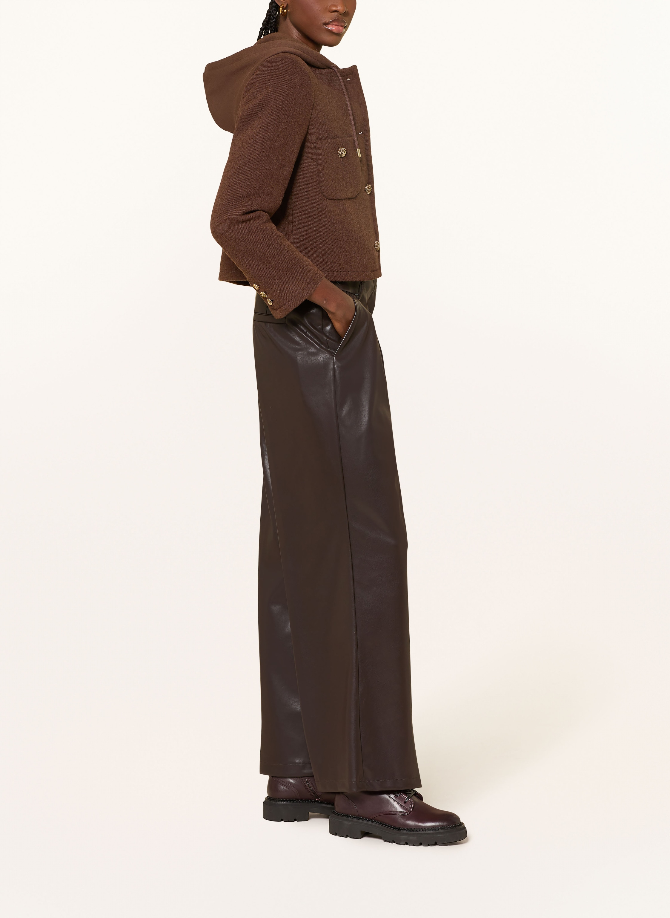 Thumbnail - Ba&Sh Kastenjacke Mit Abnehmbarer Kapuze braun