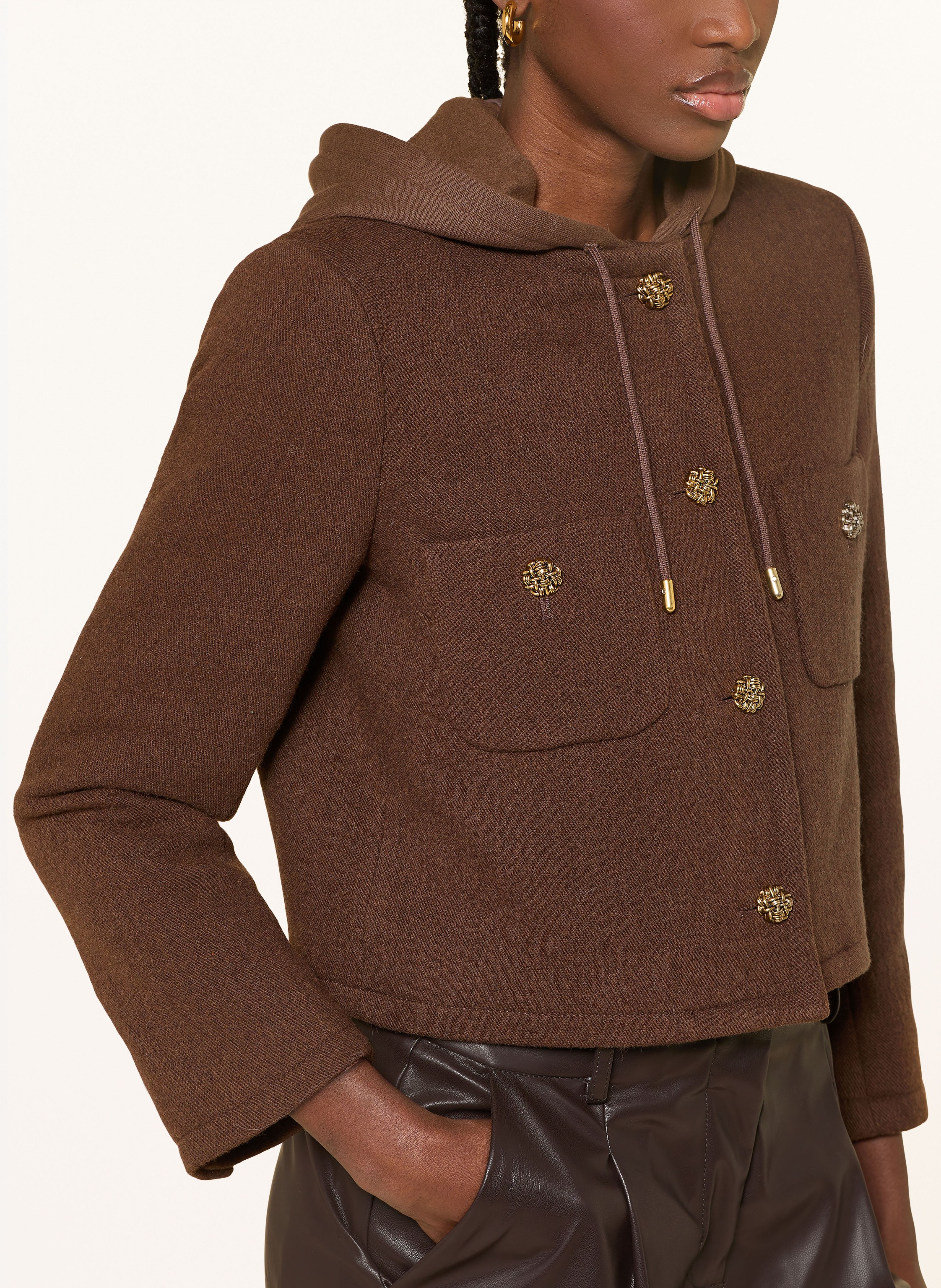 Thumbnail - Ba&Sh Kastenjacke Mit Abnehmbarer Kapuze braun