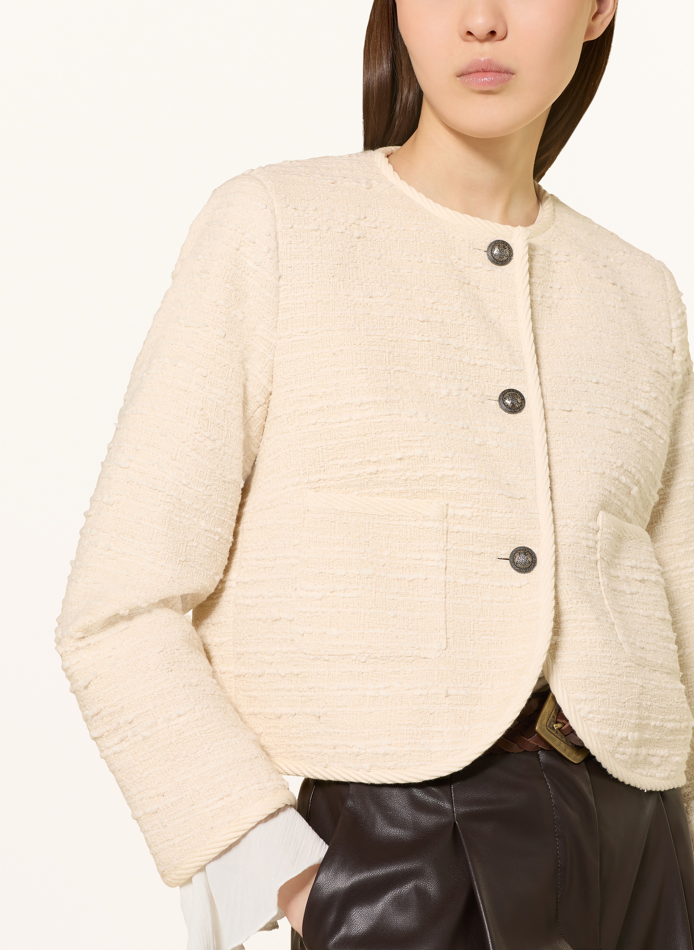 Thumbnail - Ba&Sh Kastenjacke Alfie Aus Bouclé weiss