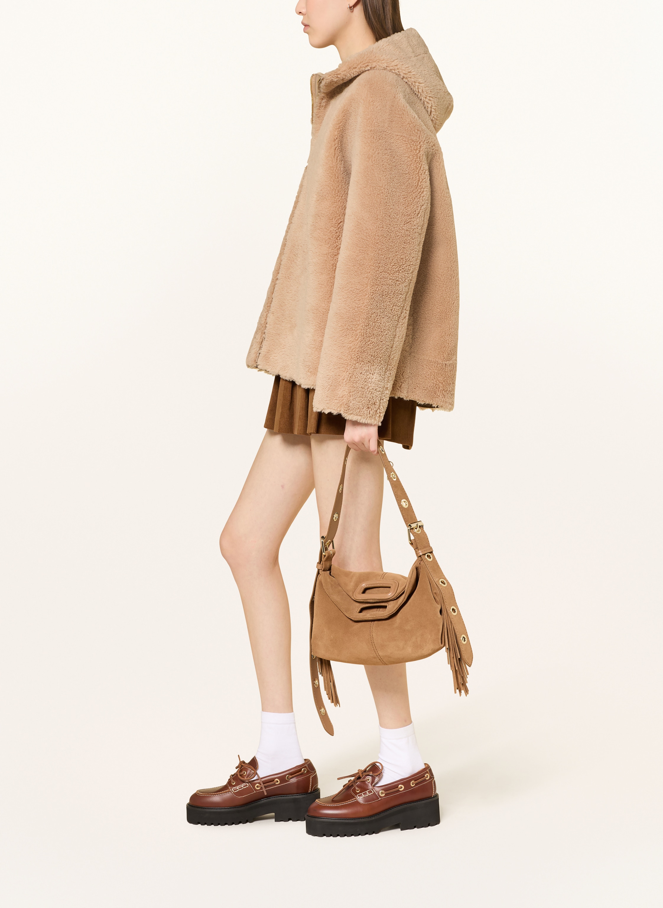 Thumbnail - Maje Teddyfell-Jacke Zum Wenden beige