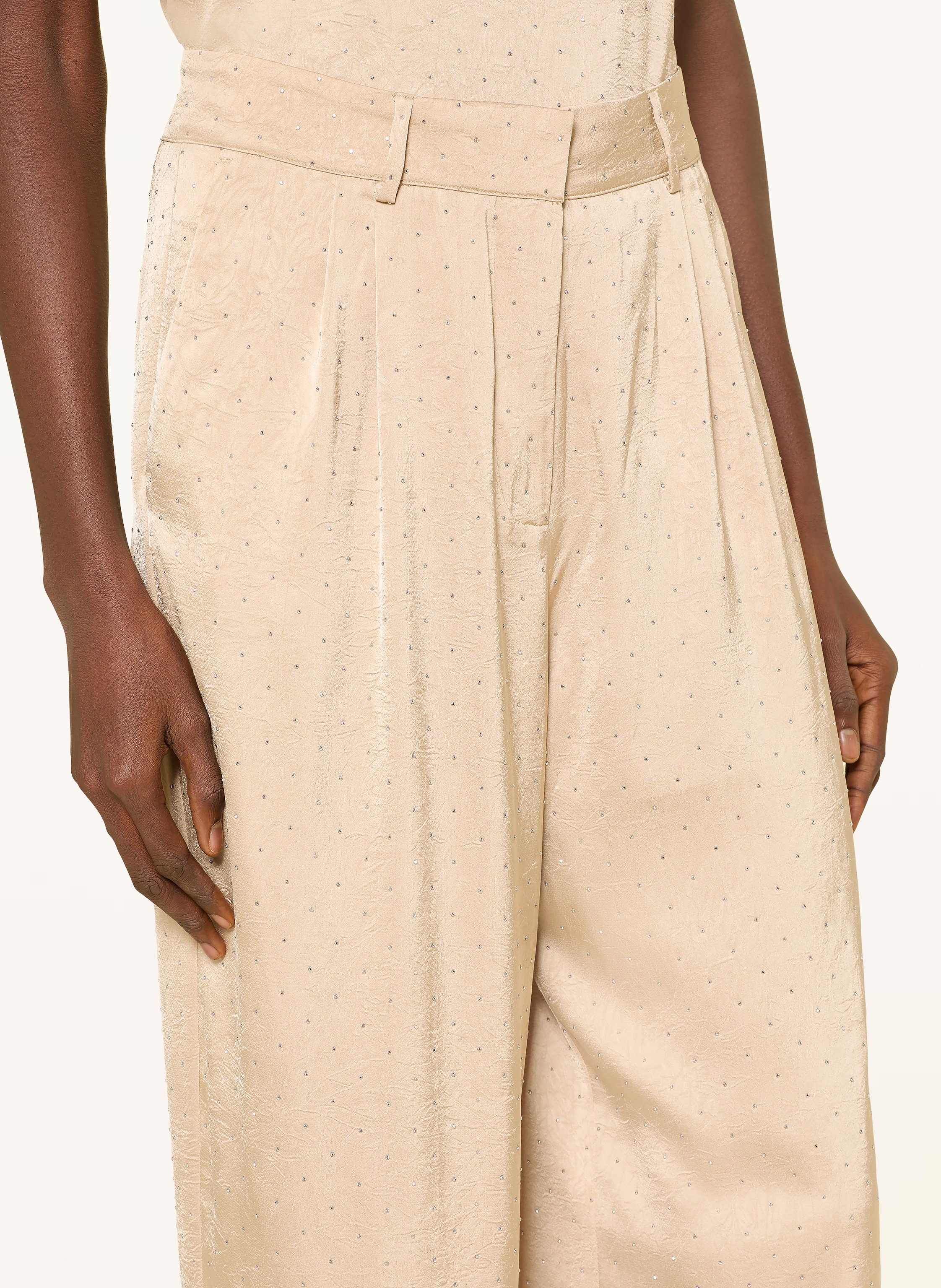 Thumbnail - Ba&Sh Marlenehose Deloy Mit Schmucksteinen beige