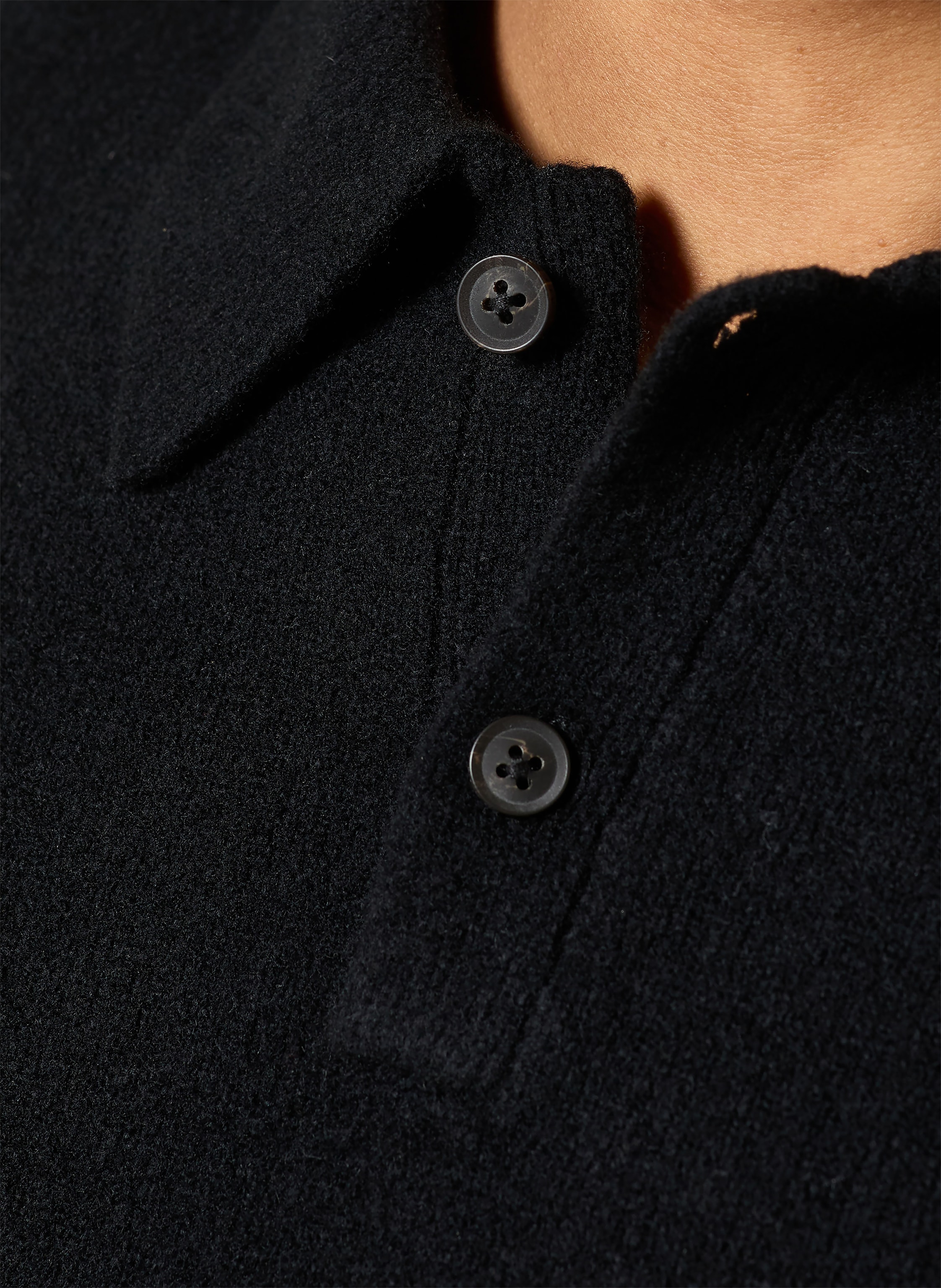 Thumbnail - Allsaints Strick-Poloshirt Statten schwarz