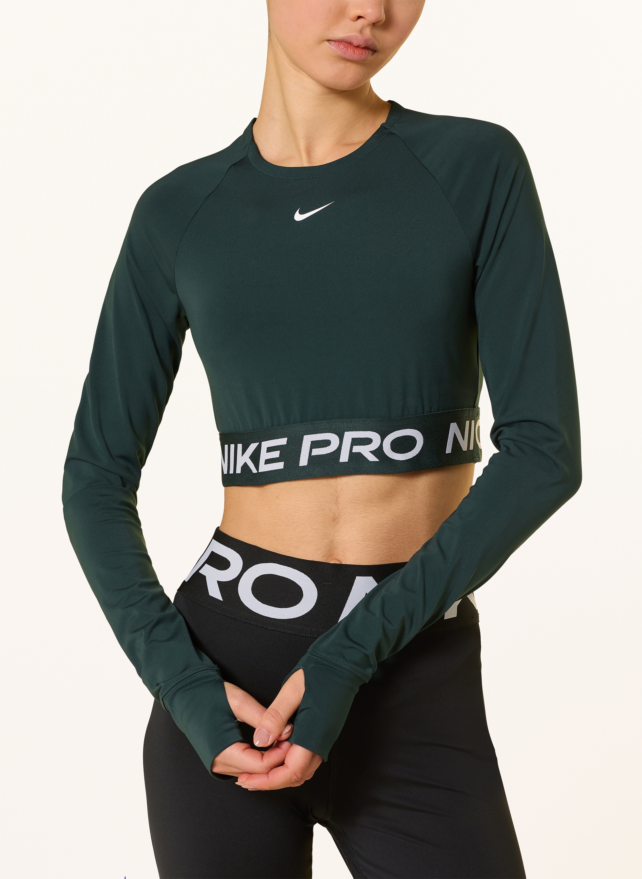 Thumbnail - Nike Cropped-Longsleeve Pro 365 Dri-Fit gruen
