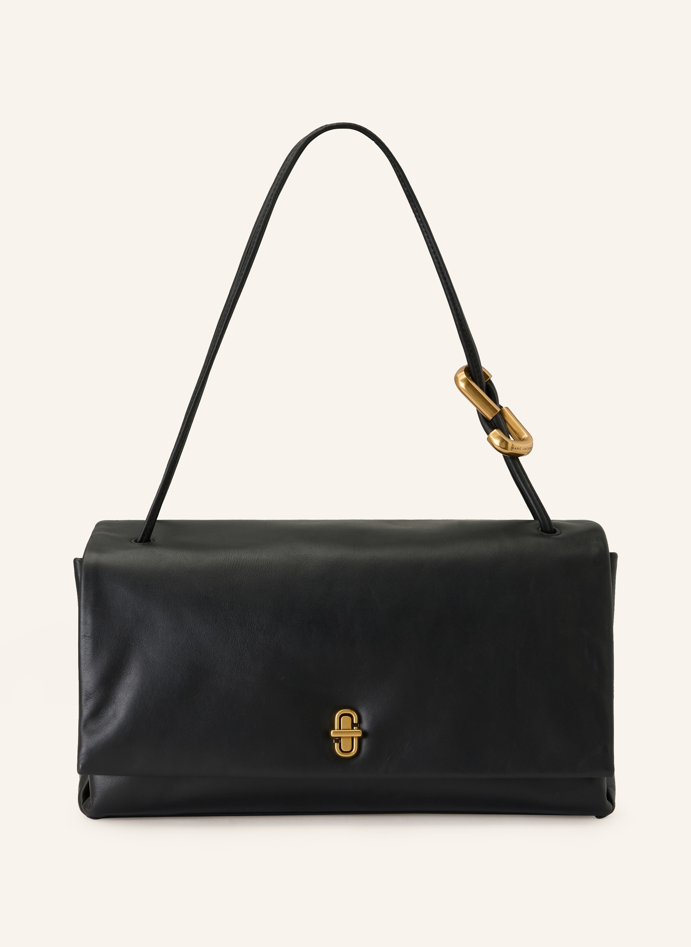 Marc Jacobs Ein Innenfach mit Reißverschluss. Innen ein Hauptfach. Zwei Tragegriffe. Drehverschluss. Label-Wording. Fein genarbtes Leder. Unifarben Large in schwarz