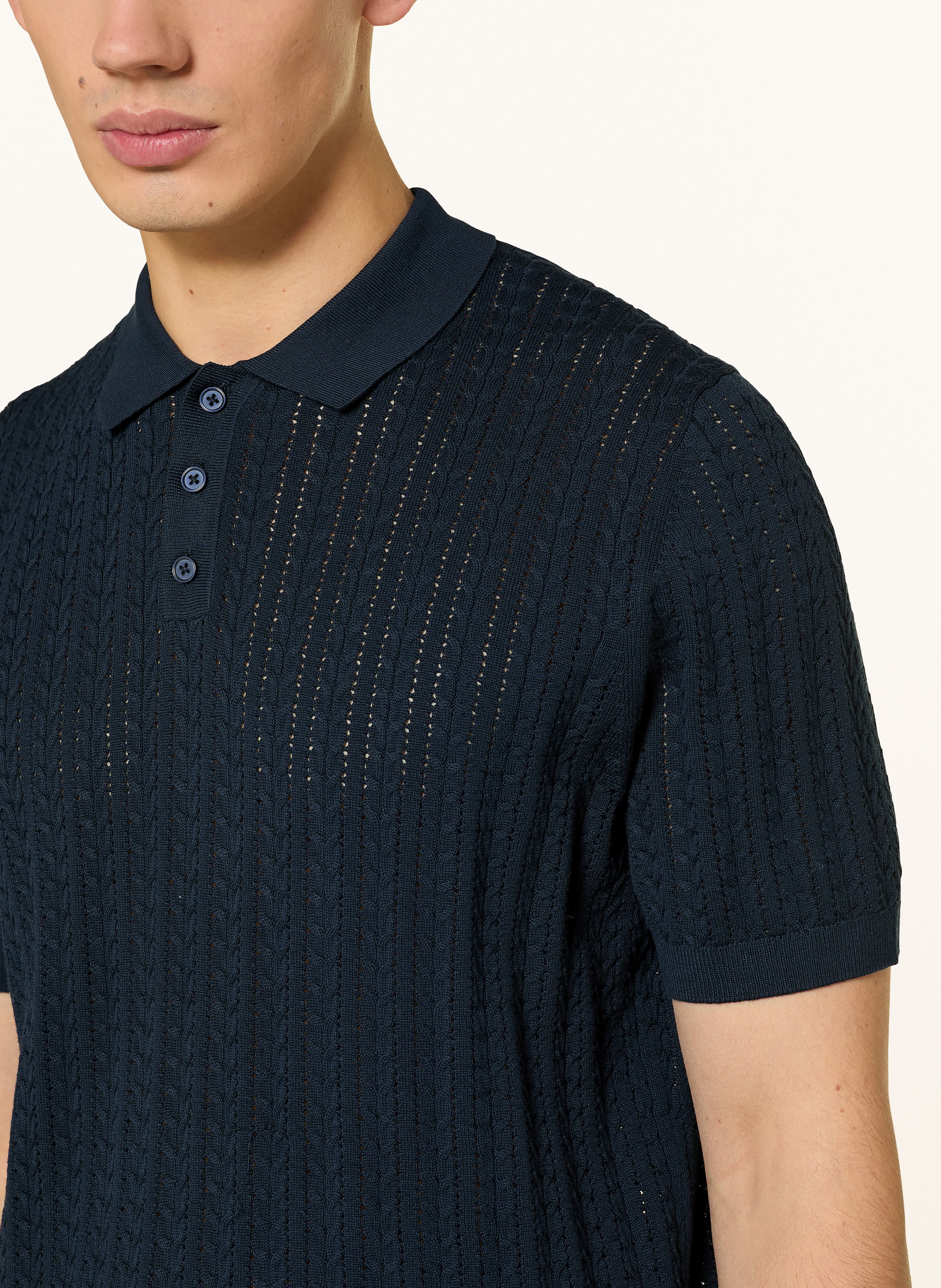 Thumbnail - Drykorn Strick-Poloshirt Triton Regular Fit blau