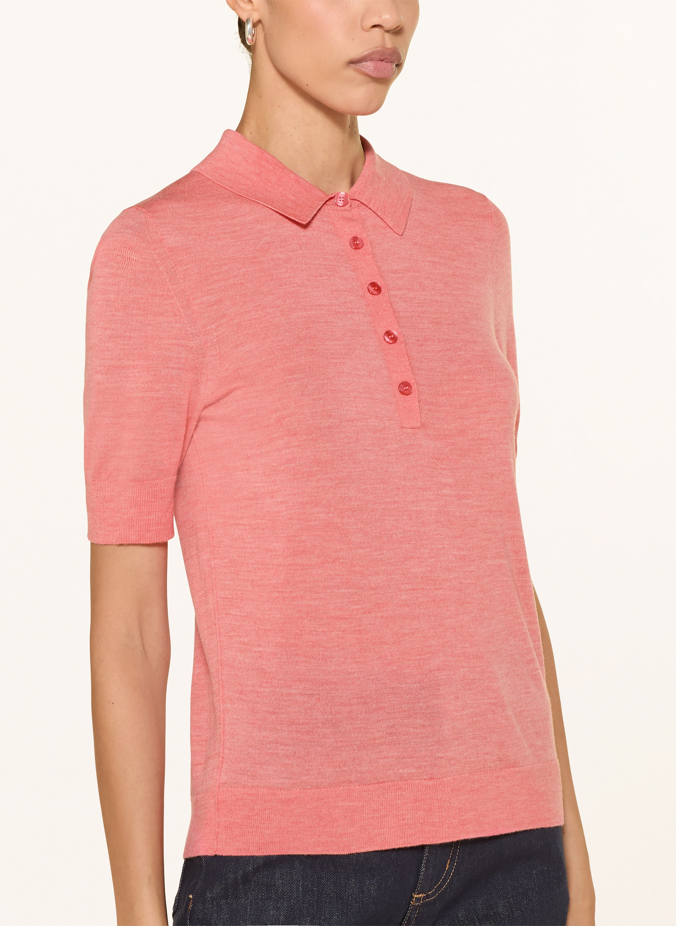 Thumbnail - Boss Poloshirt Fidenka Aus Merinowolle rosa