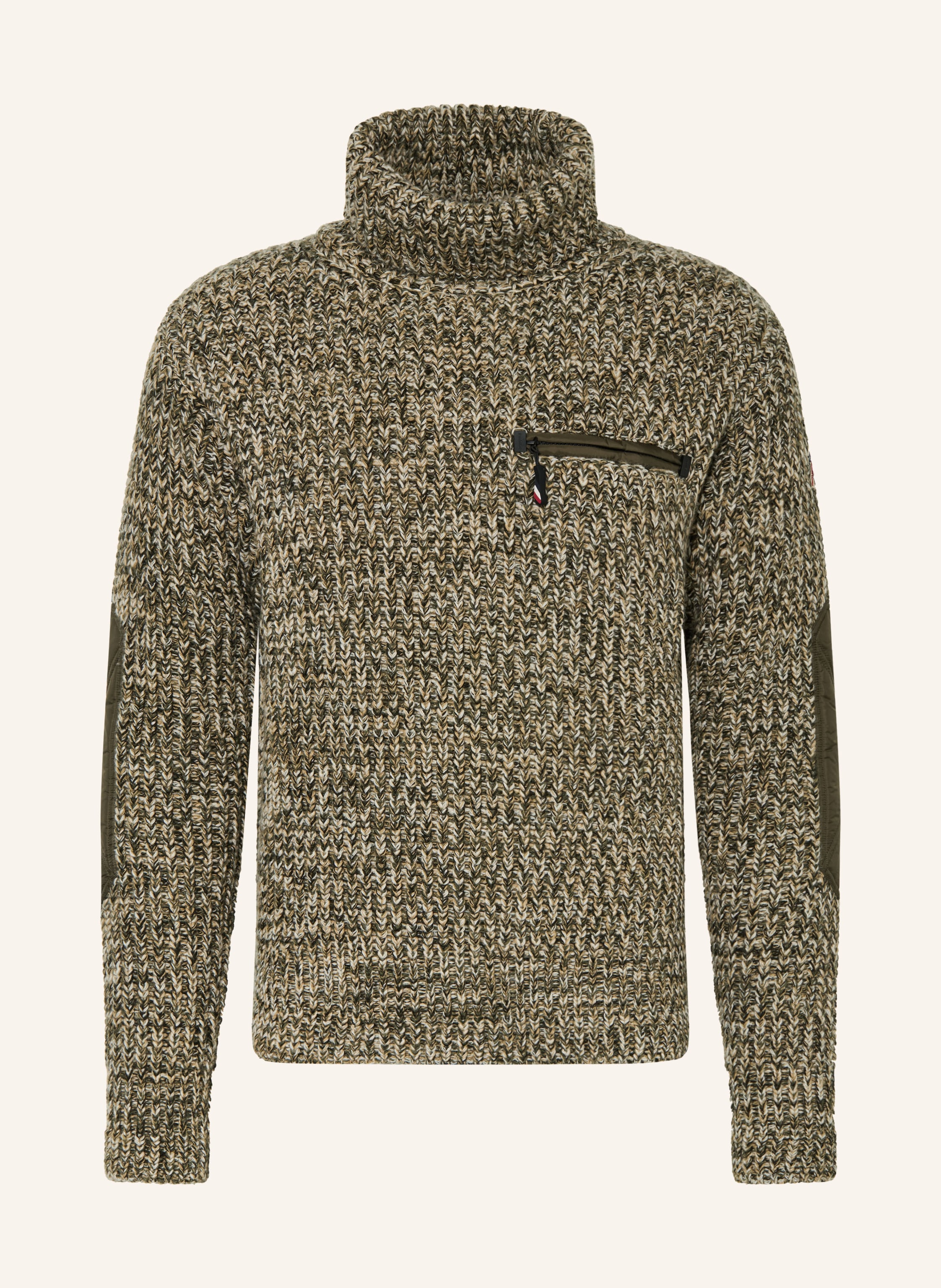 MONCLER GRENOBLE CICLISTA turtleneck sweater in olive / beige / cream