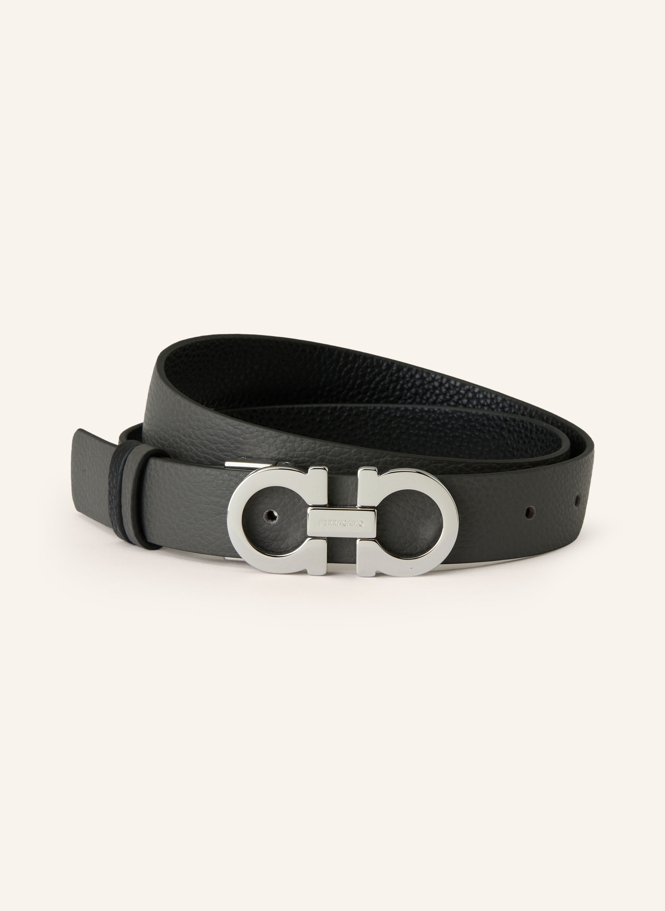 Ferragamo Ferragamo Ledergürtel Donna Zum Wenden grau in SCHWARZ / SILBER