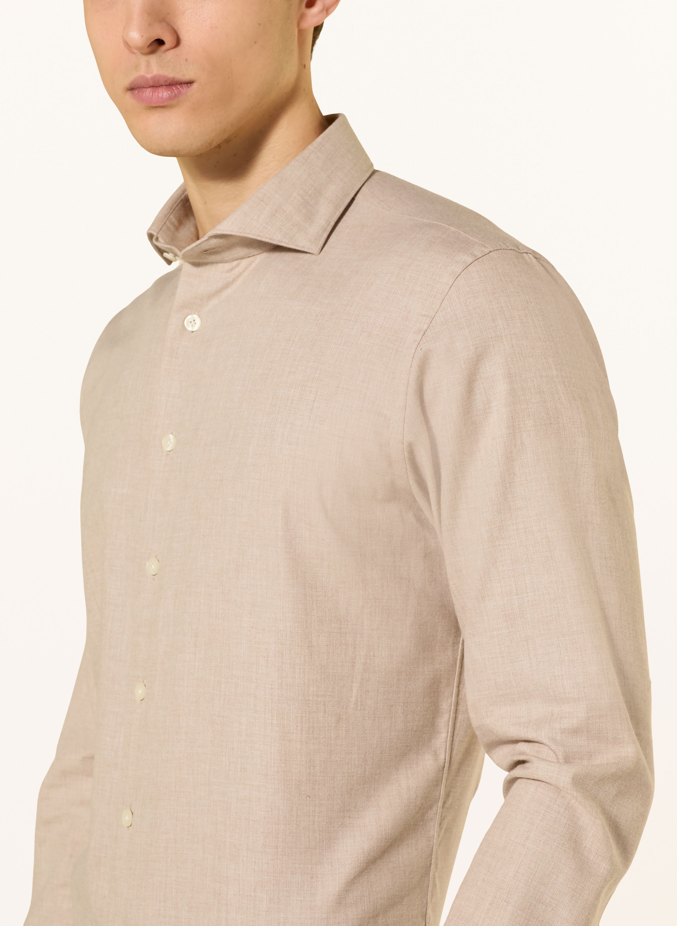 Thumbnail - Profuomo Flanellhemd Slim Fit beige