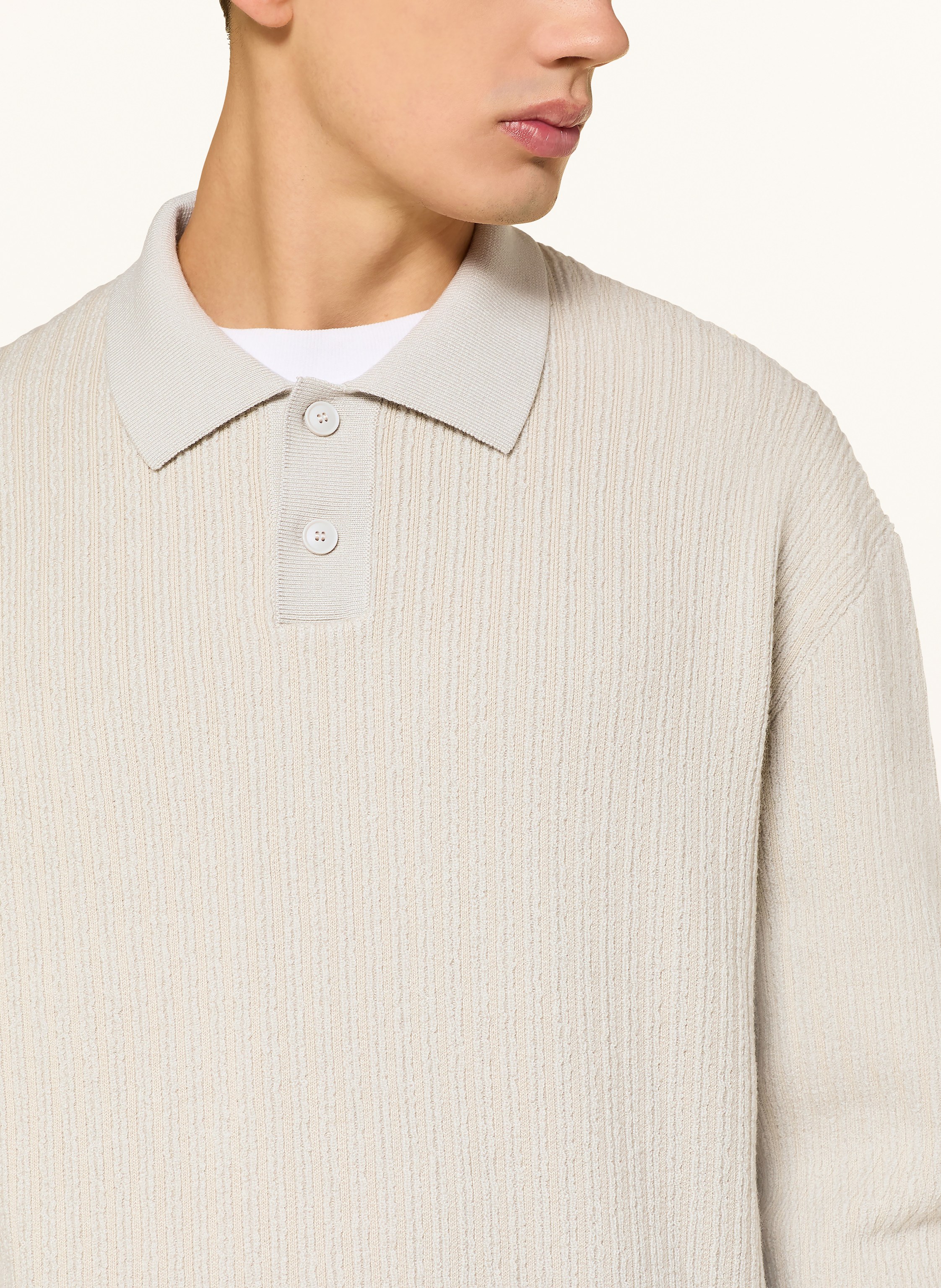 Thumbnail - Boss Strick-Poloshirt Kotorpolo beige