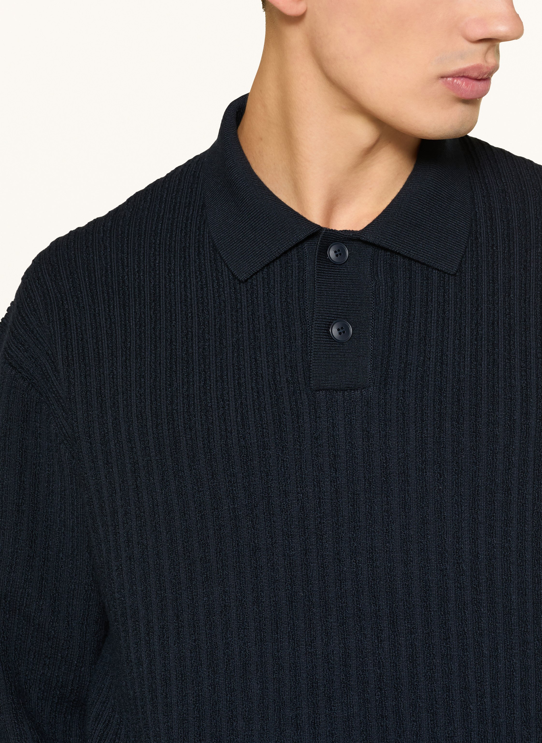 Thumbnail - Boss Strick-Poloshirt Kotorpolo blau