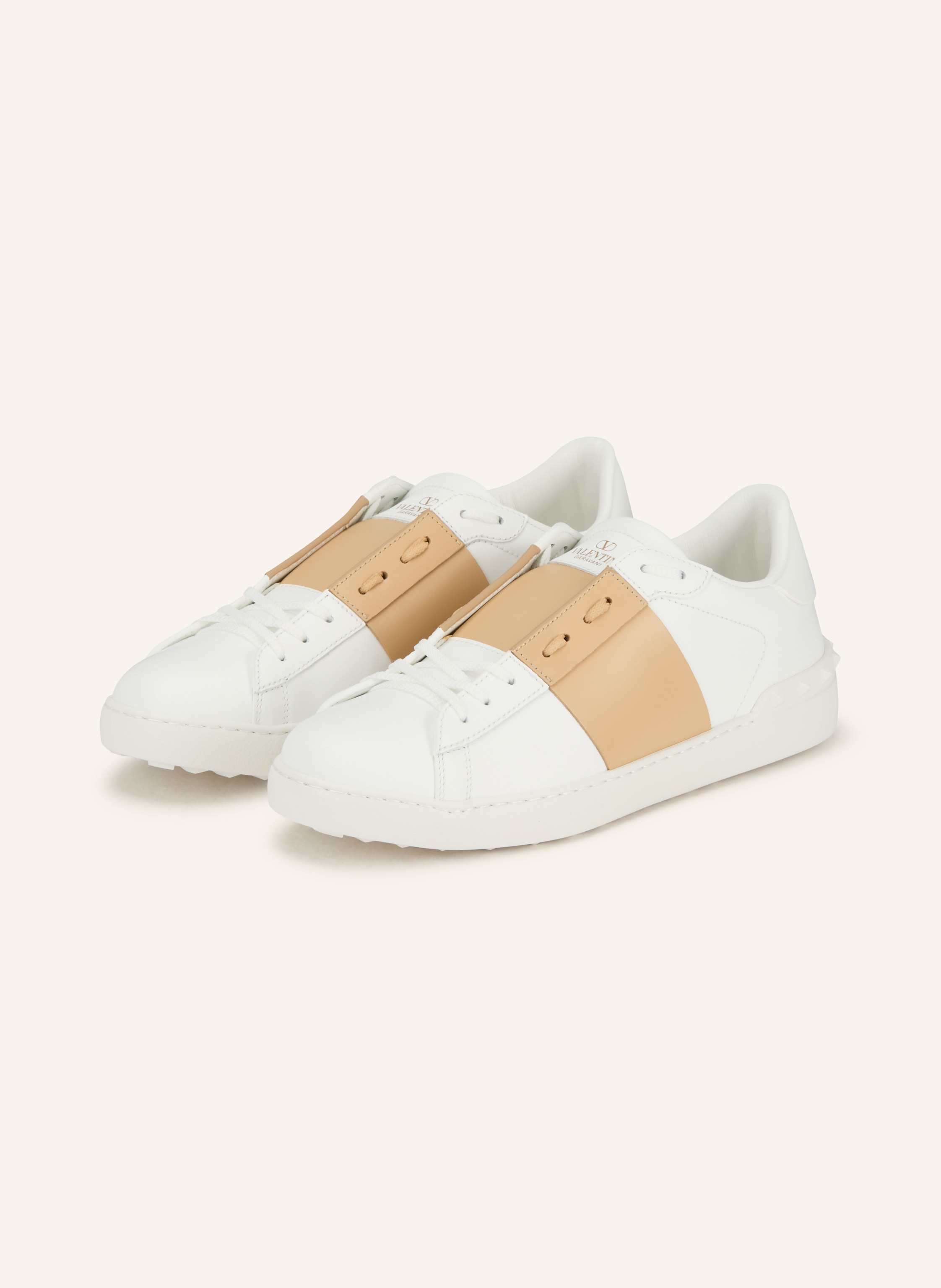 VALENTINO GARAVANI Sneakers OPEN in white / camel