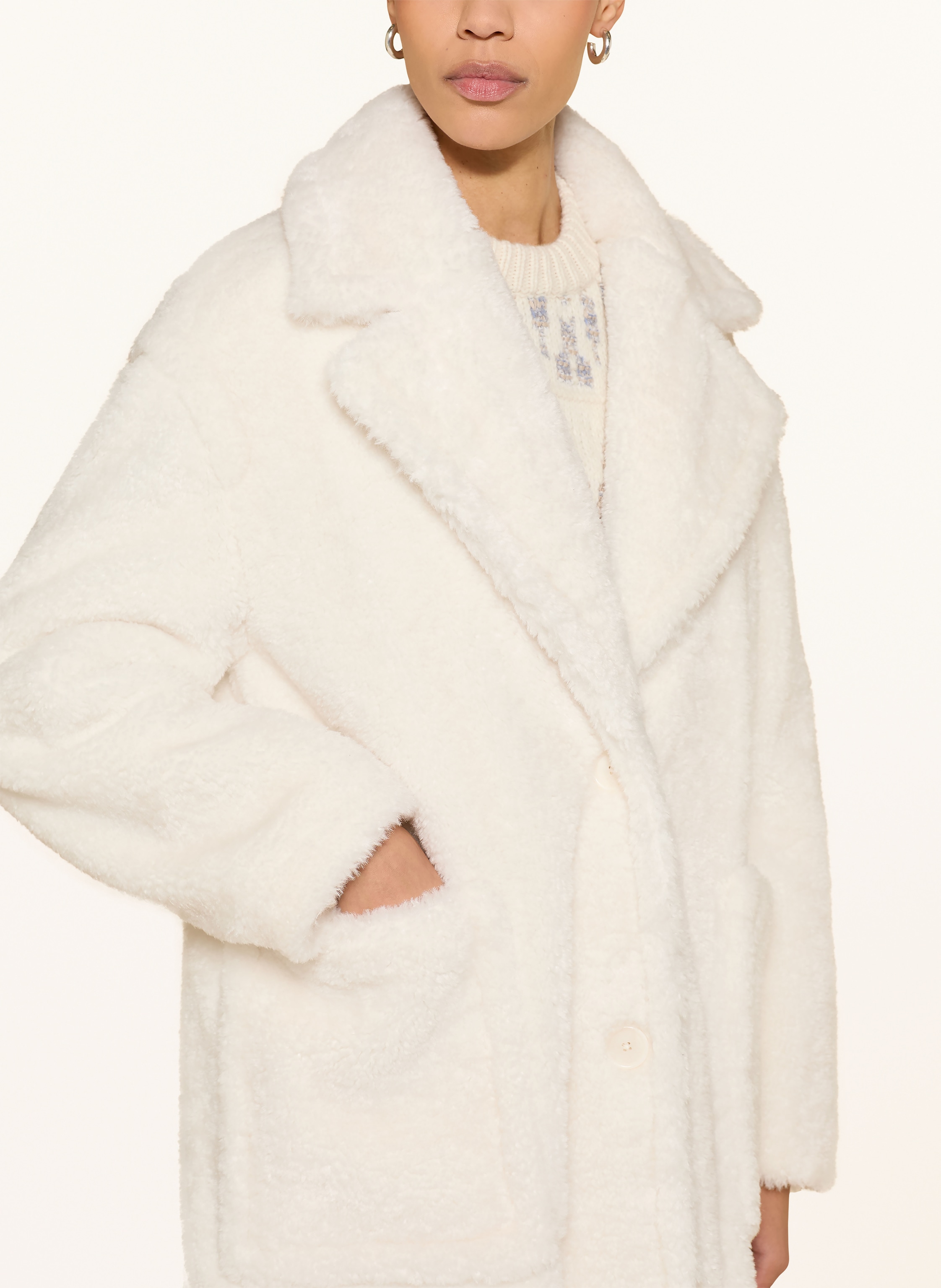 Thumbnail - Boss Teddyfell-Mantel Catedy weiss