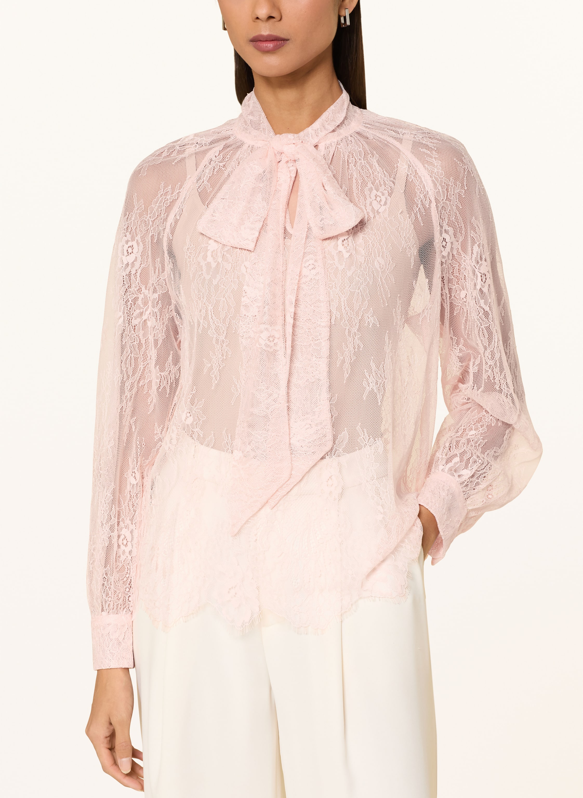 Thumbnail - Oui Schluppenbluse Aus Spitze rosa