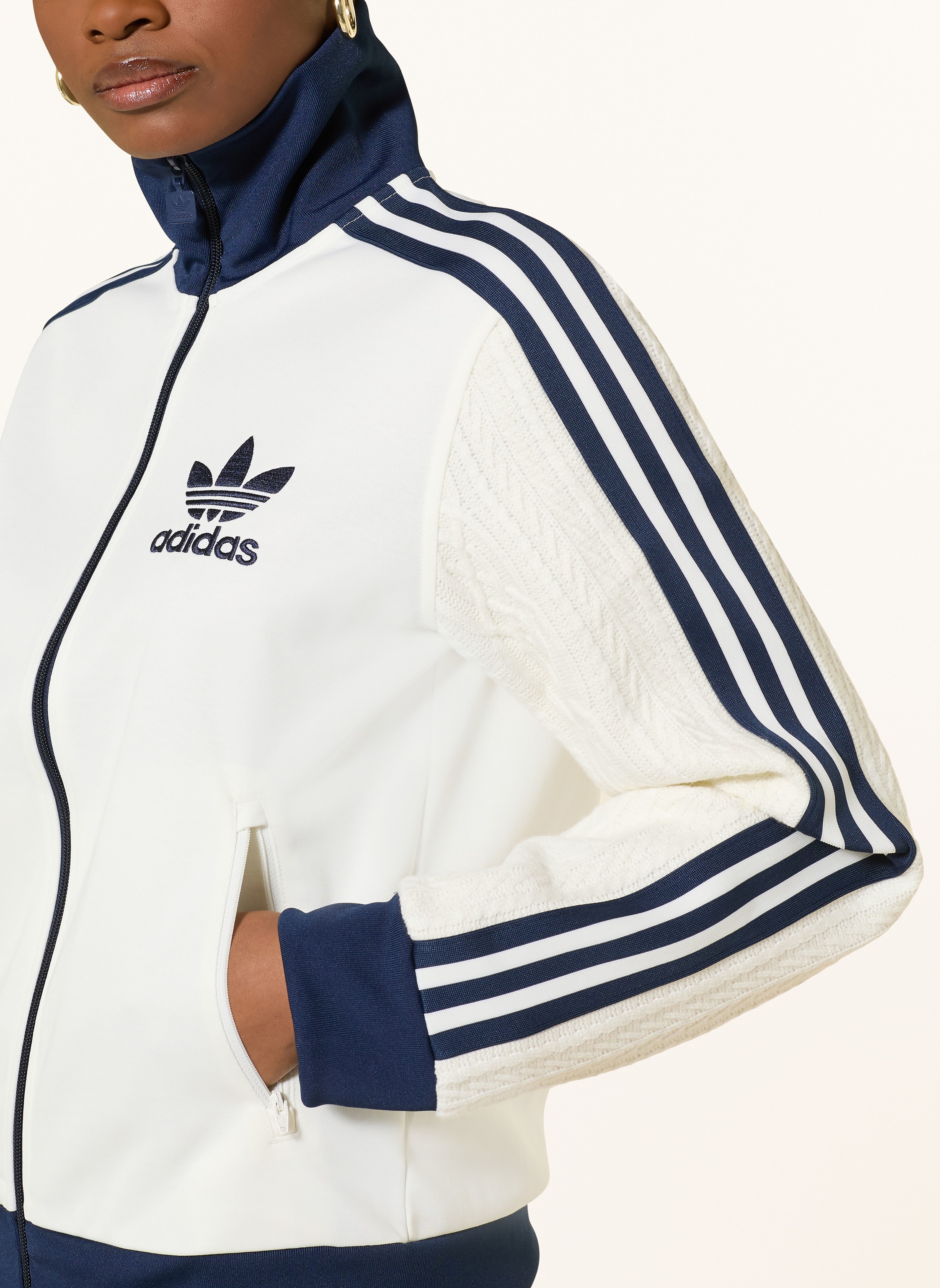 Thumbnail - Adidas Originals Sweatjacke Knit Classic Im Materialmix weiss