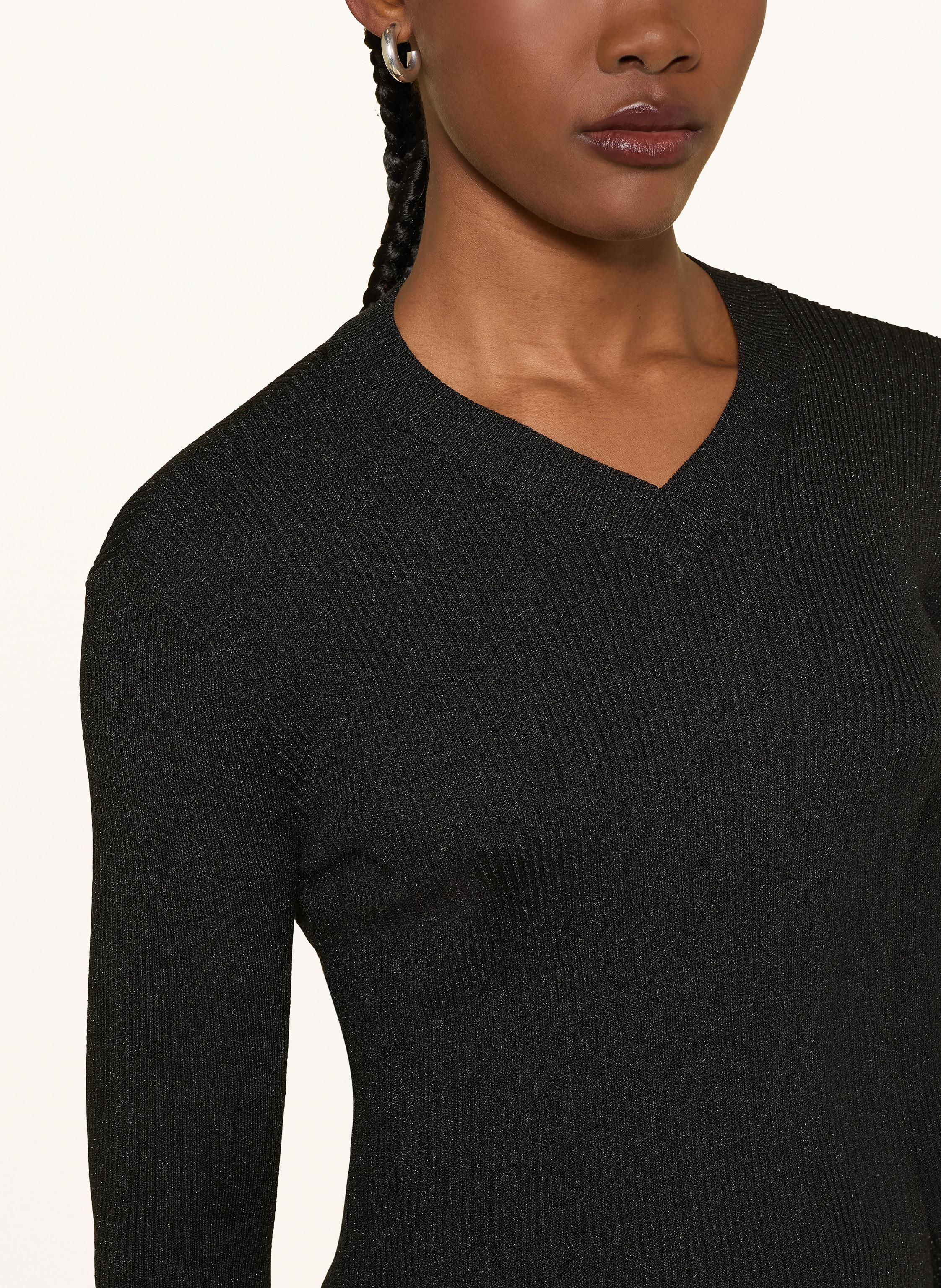 Thumbnail - Armani Exchange Longsleeve Mit Glitzergarn schwarz