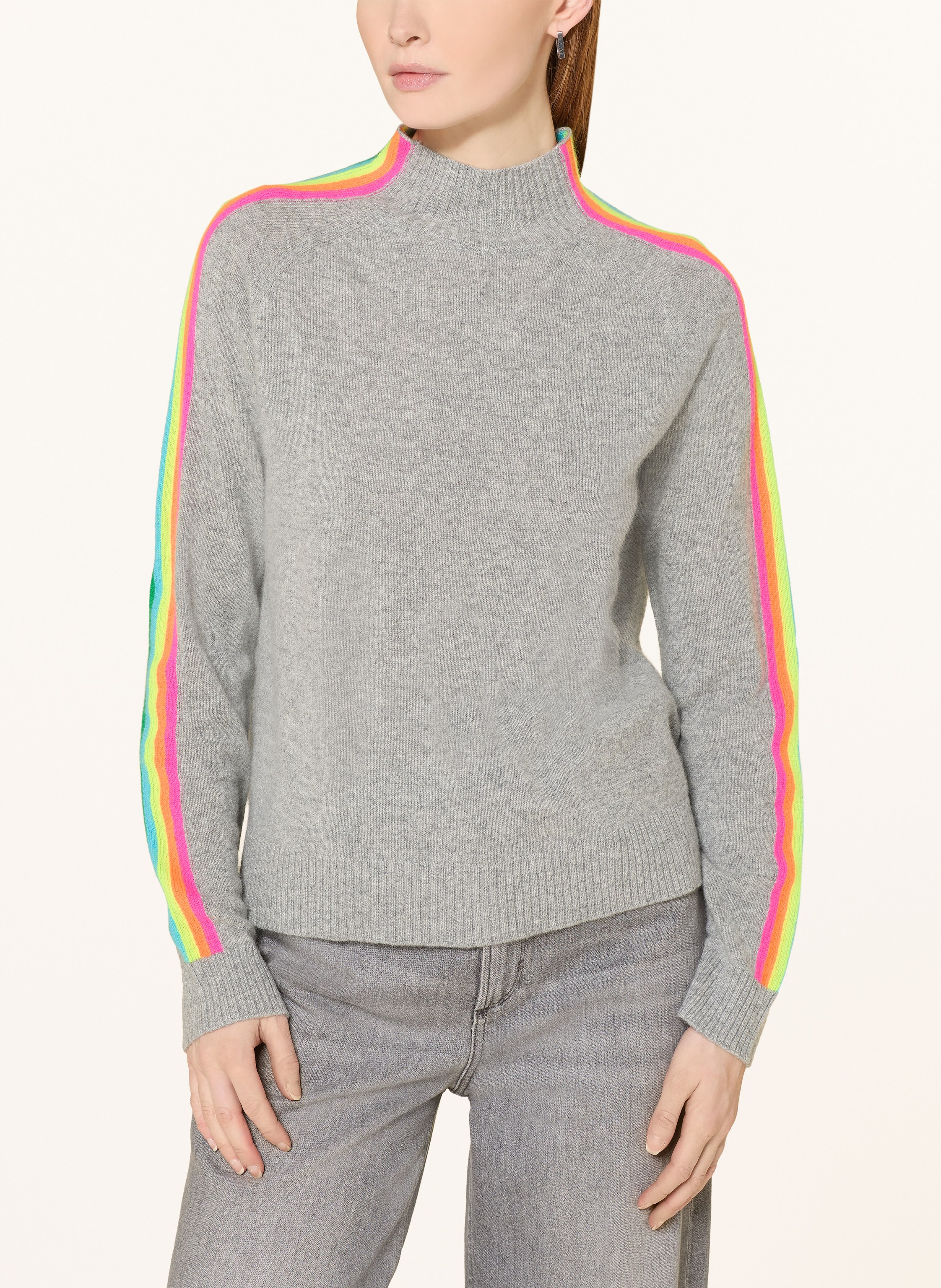 Thumbnail - From Future Cashmere-Pullover Mit Galonstreifen grau