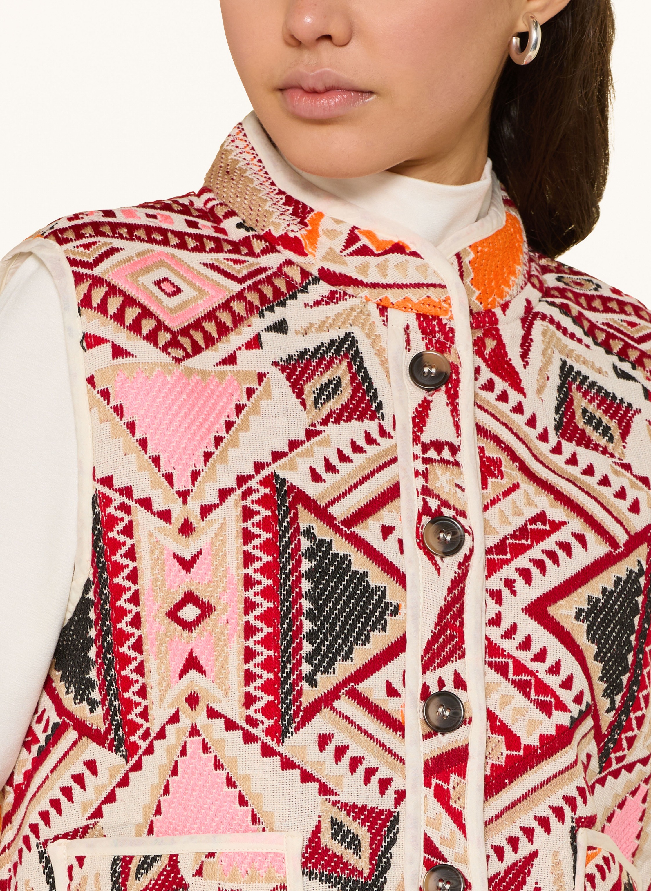 Thumbnail - Lollys Laundry Steppweste Cairoll Aus Jacquard rot