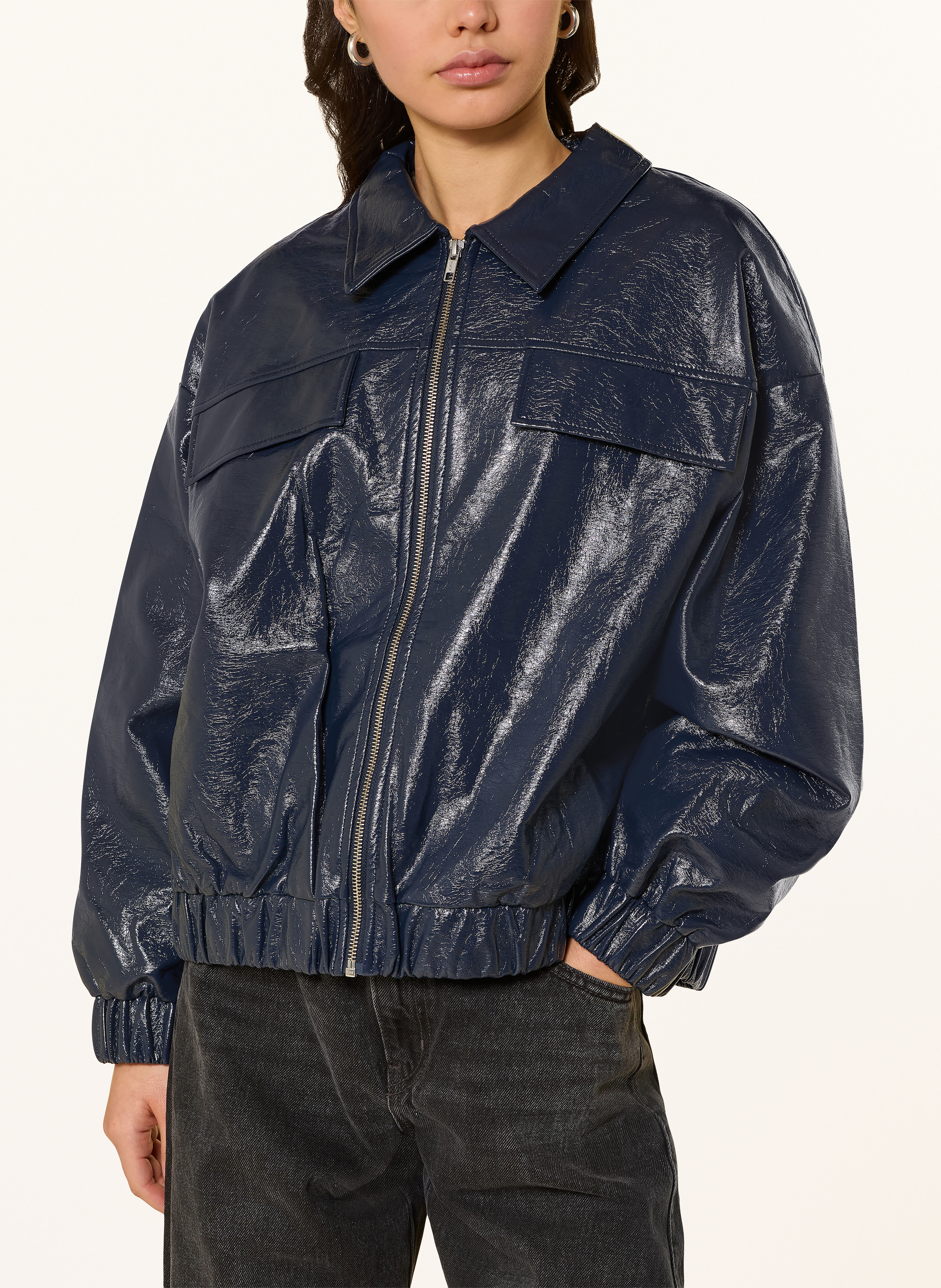 Thumbnail - Lollys Laundry Jacke Ven In Lederoptik blau