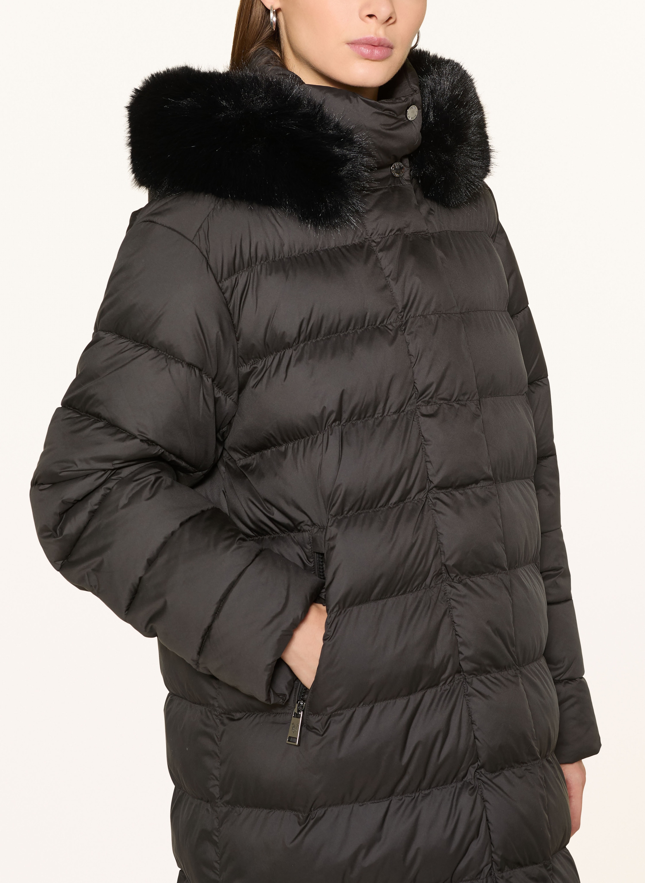Thumbnail - Fuchs Schmitt Steppmantel Mit Kunstfell Und Abnehmbarer Kapuze schwarz