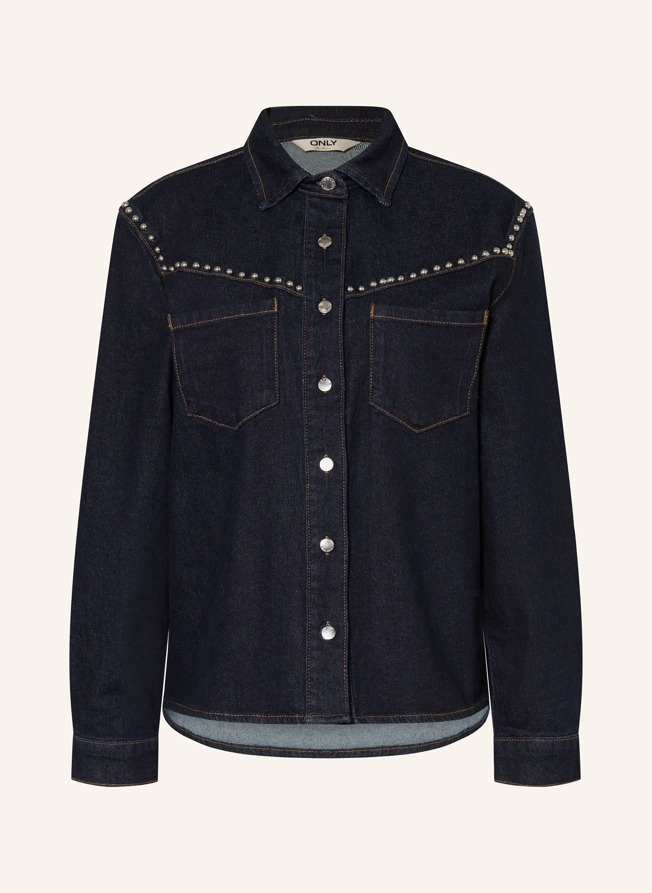 Only Jeansbluse Mit Nieten blau