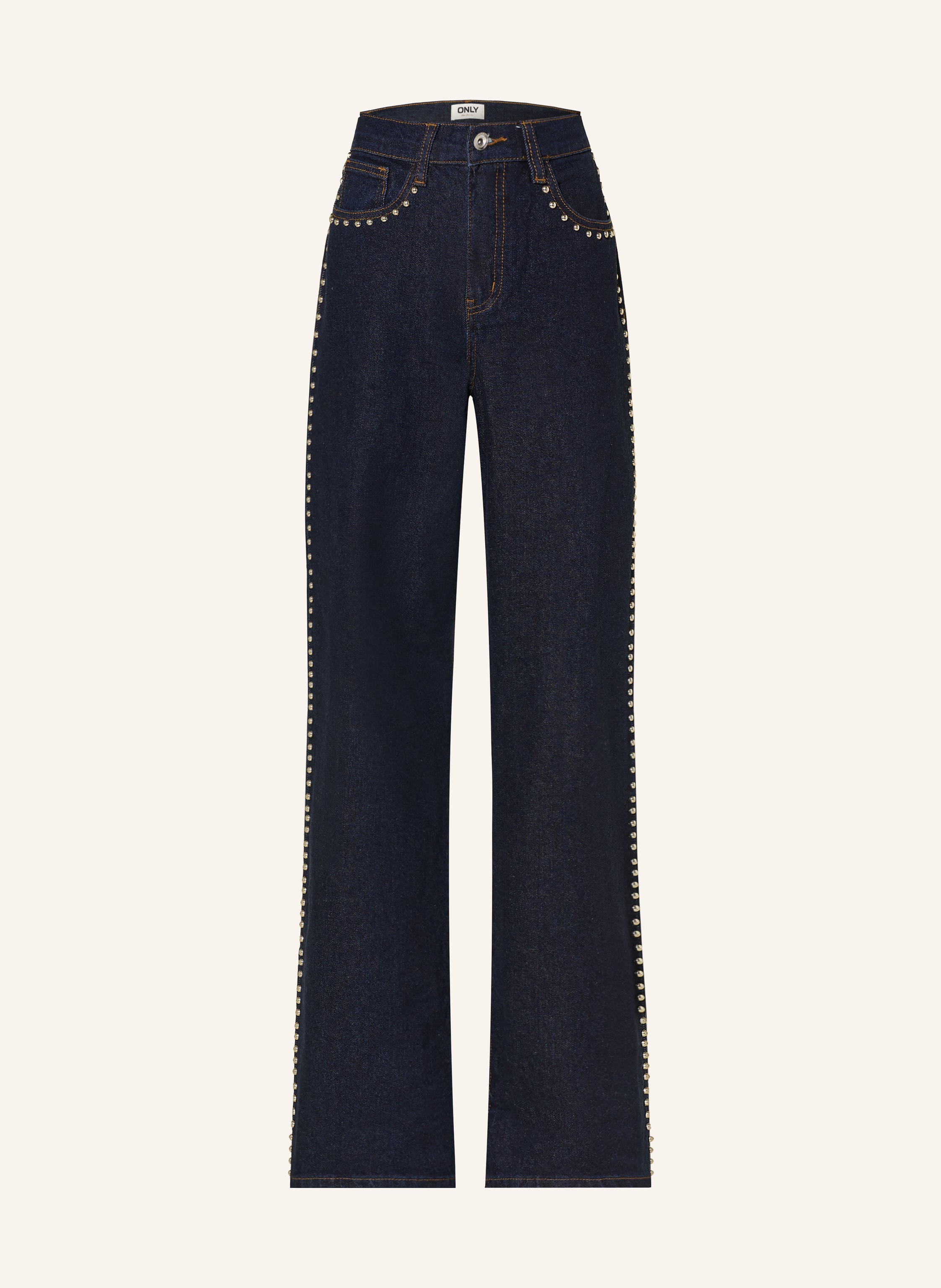 Only Wide Leg Jeans Mit Schmucksteinen blau