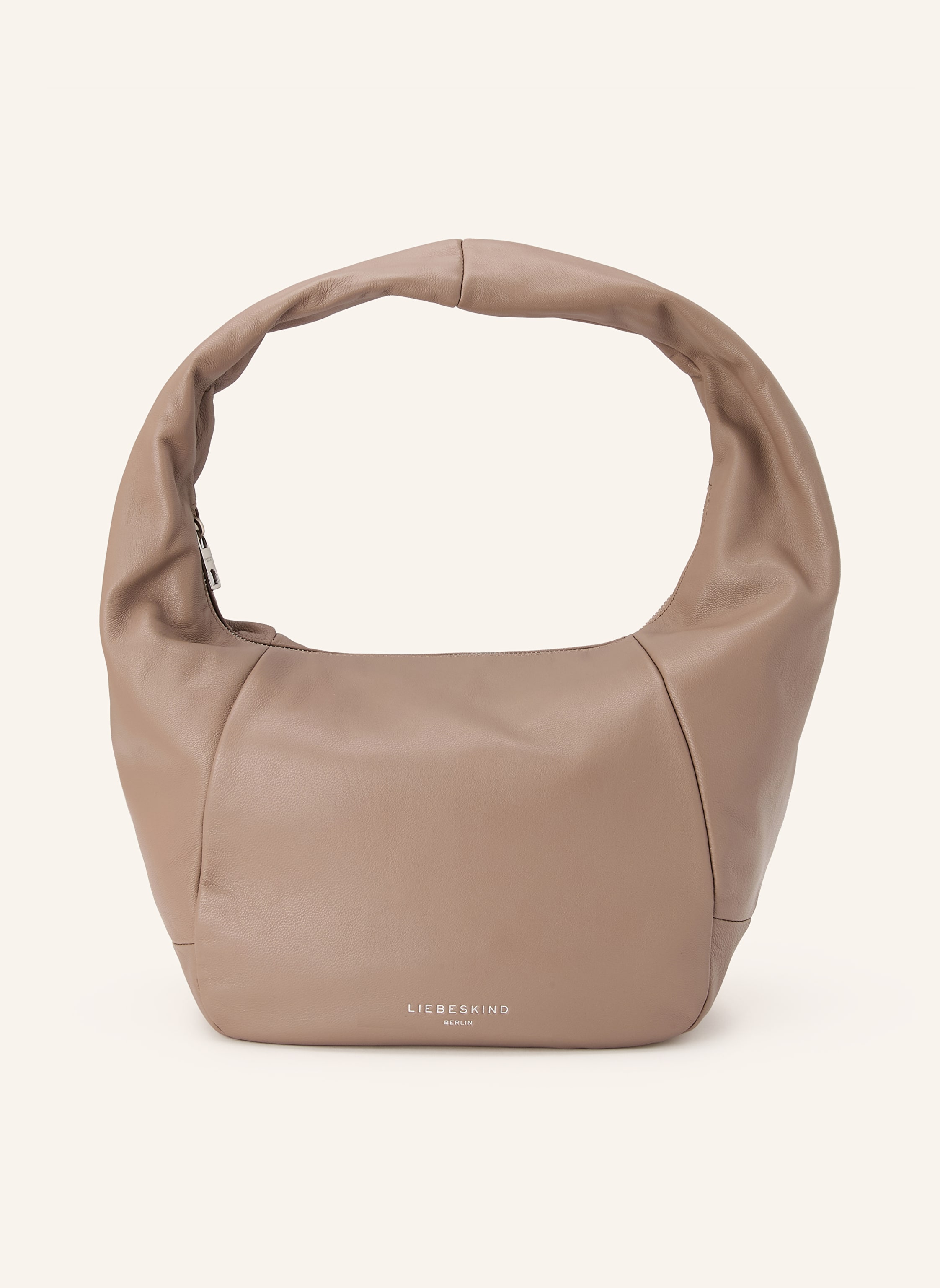 Liebeskind Berlin Ein Innenfach mit Reißverschluss. Innen ein Hauptfach. Zwei Steckfächer. Reißverschluss. Fein genarbtes Leder. Unifarben Medium in taupe
