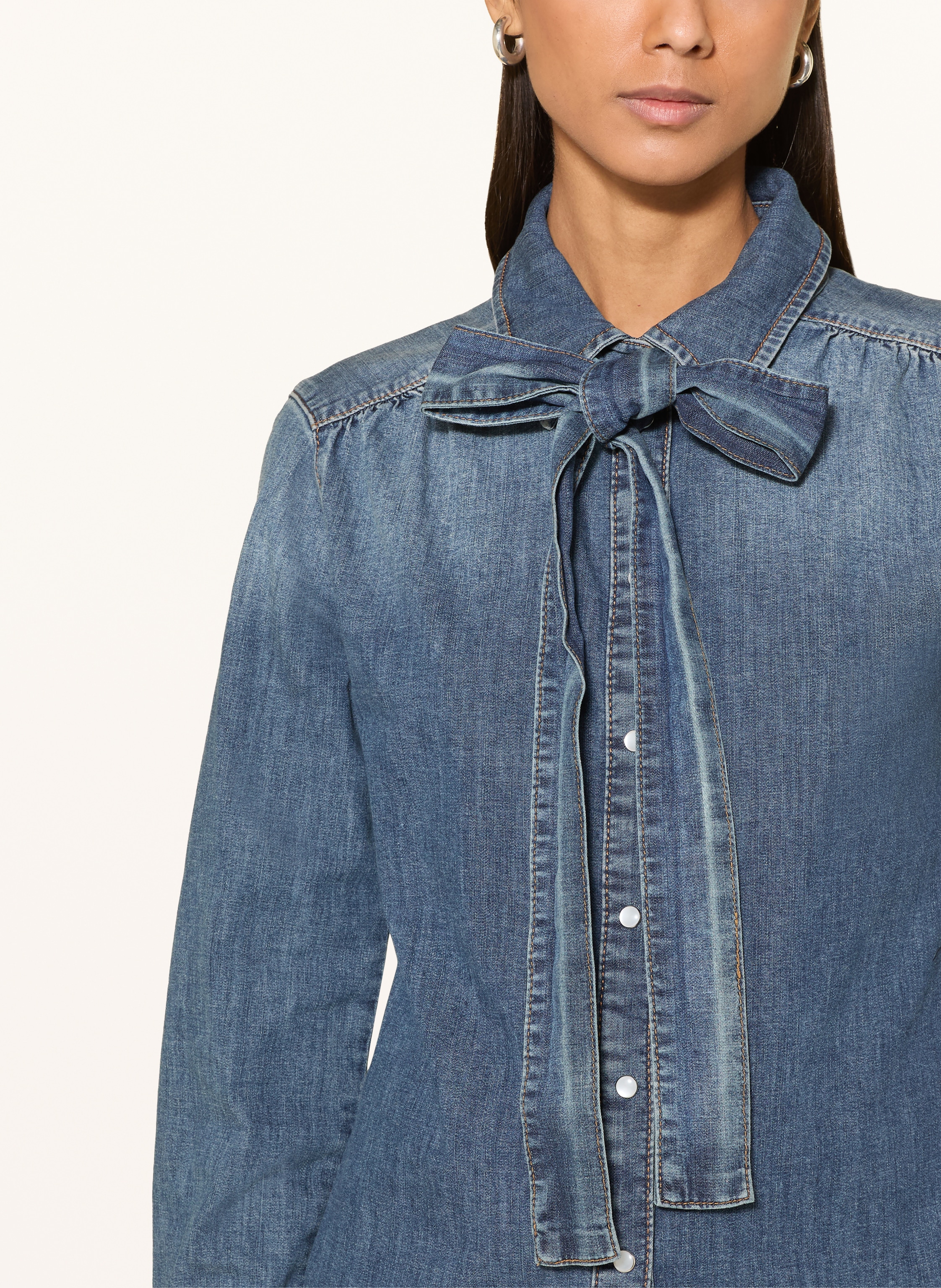 Thumbnail - Oui Jeansbluse Mit Abnehmbarer Schluppe blau