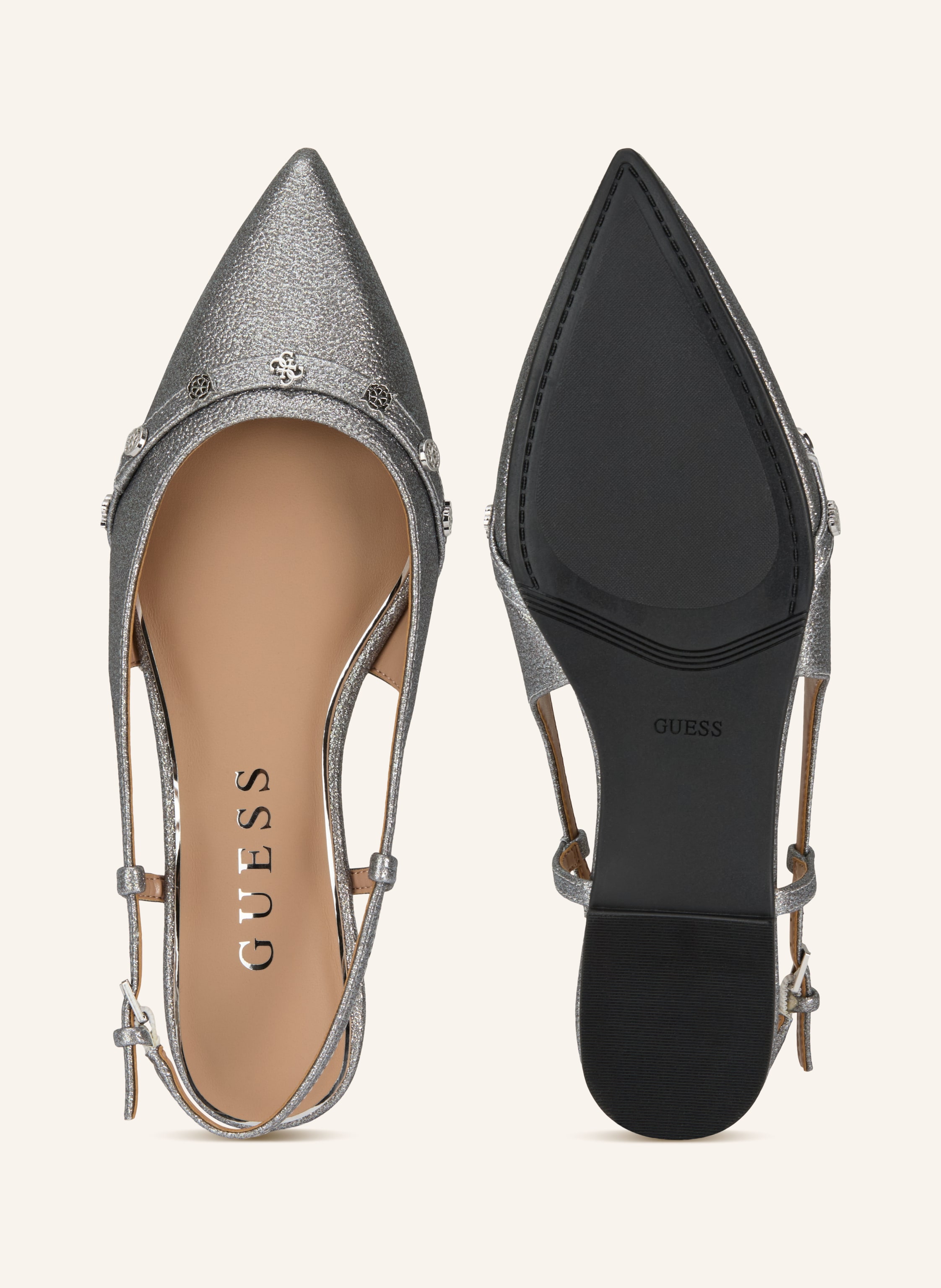 Thumbnail - Guess Slingballerinas Dorlee Mit Nieten silber