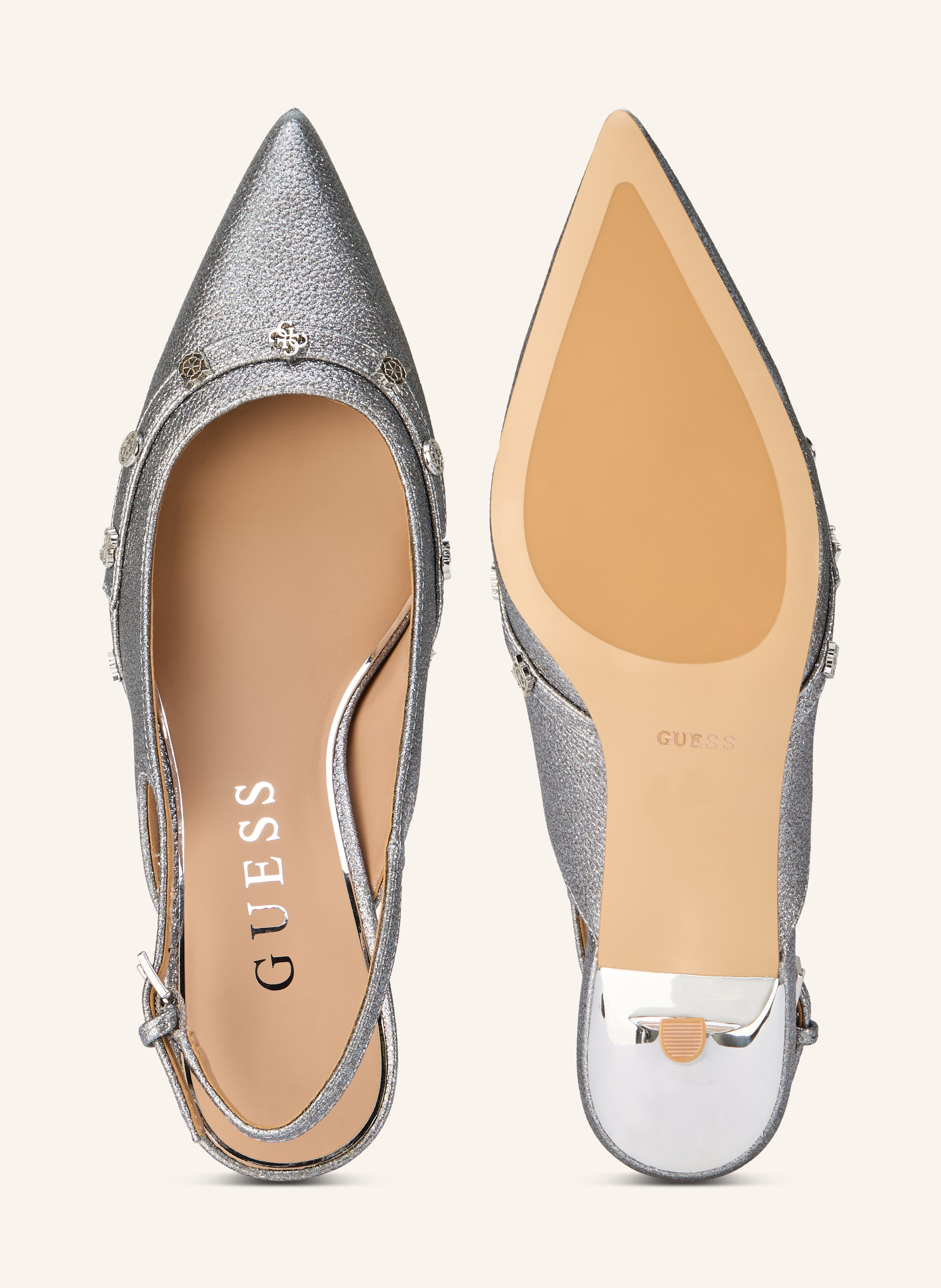Thumbnail - Guess Slingpumps Yanai Mit Nieten silber