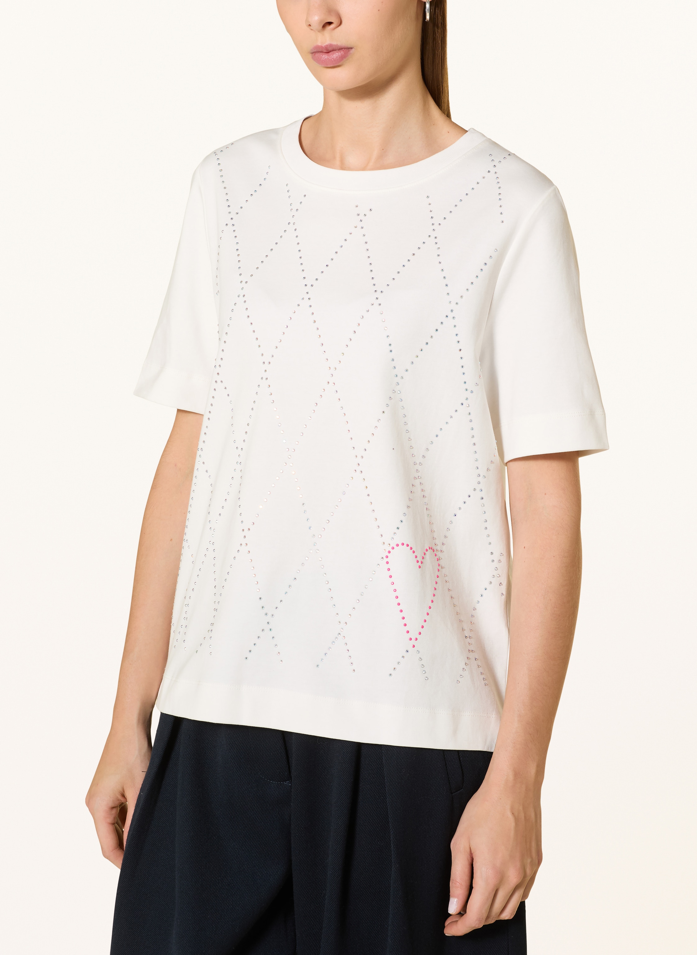 Thumbnail - Cartoon T-Shirt Mit Schmucksteinen weiss