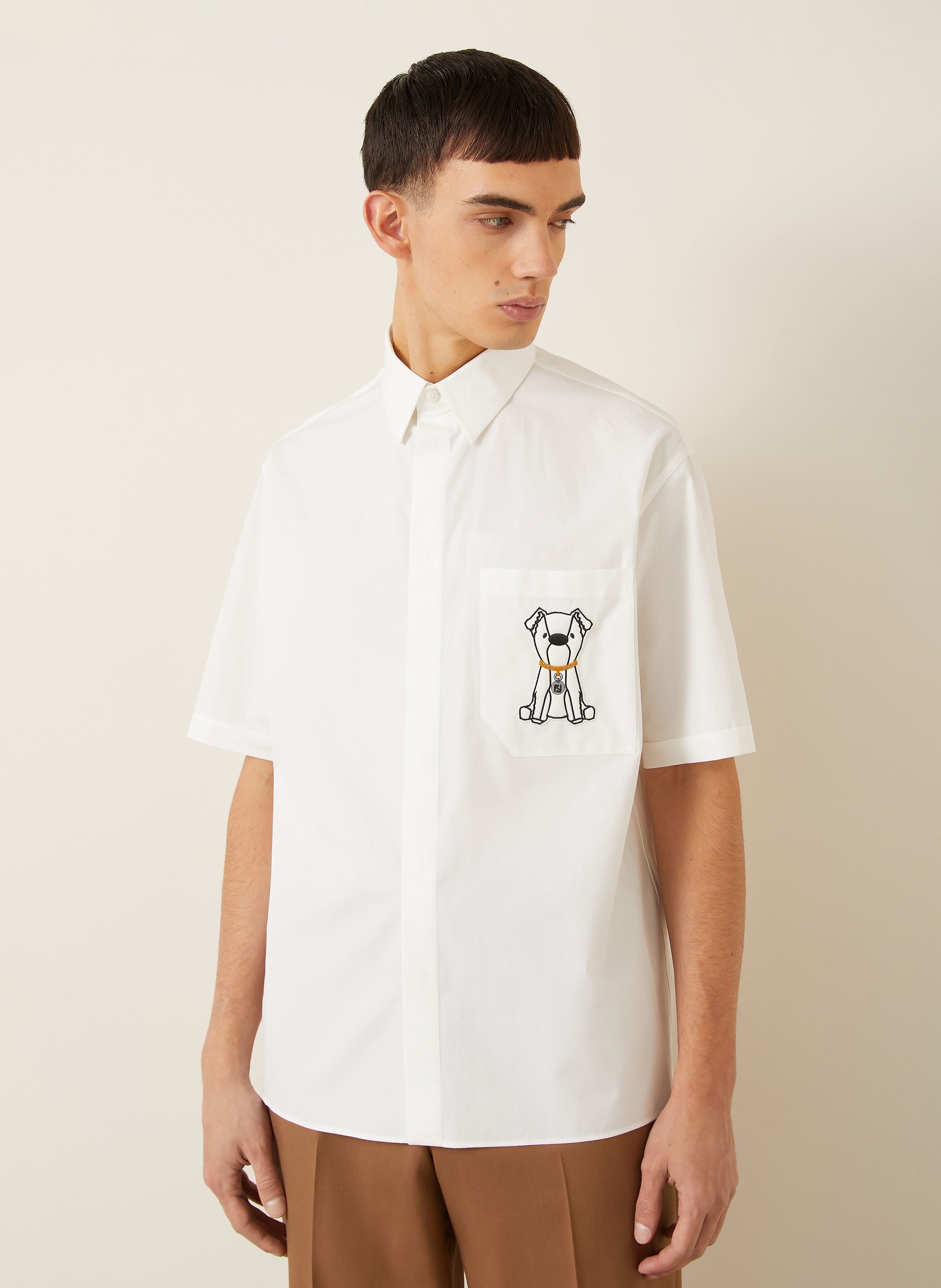 Thumbnail - Fendi Kurzarm-Hemd Comfort Fit weiss