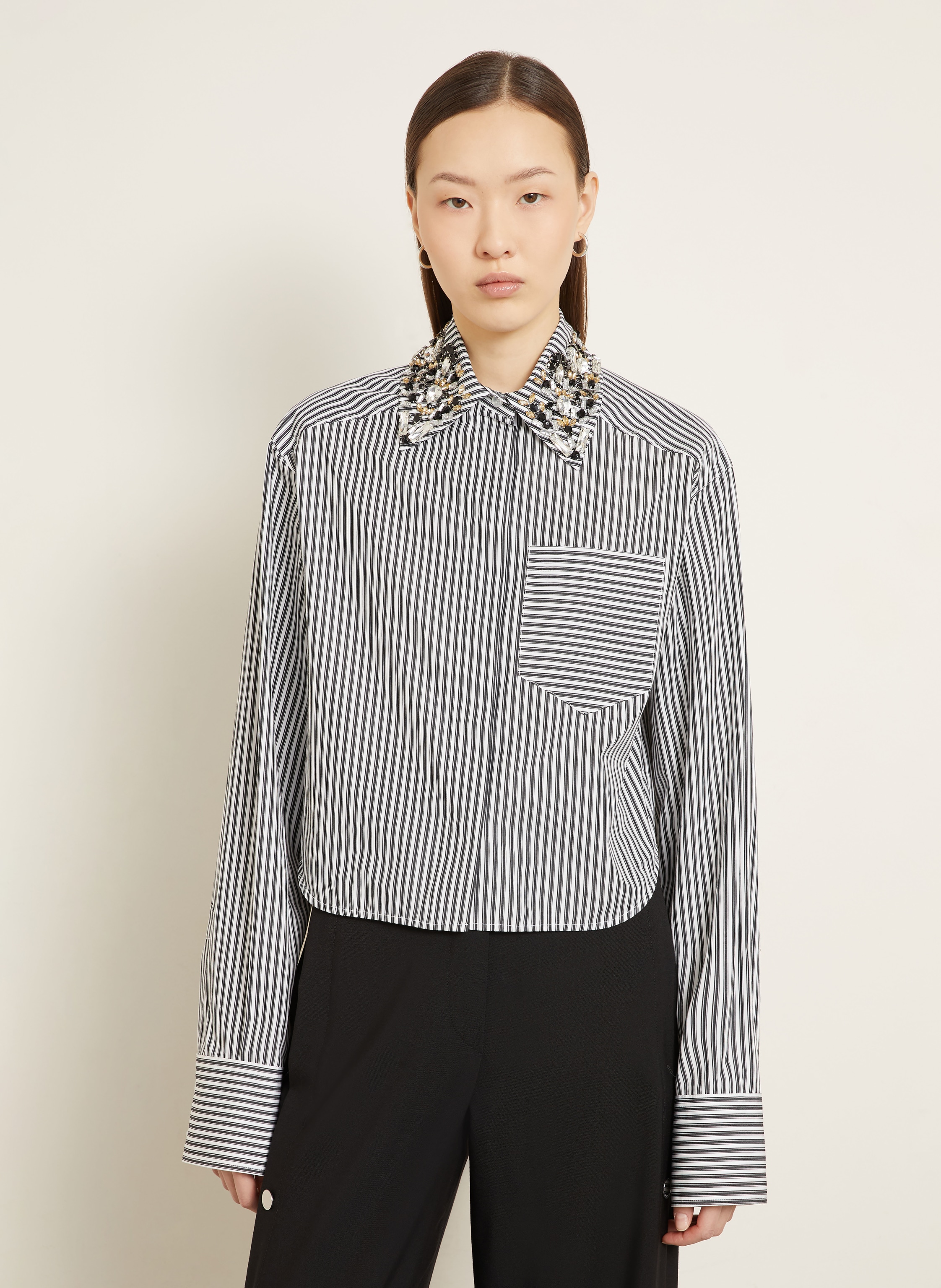 Thumbnail - Sportmax Hemdbluse Spxquagga Mit Schmucksteinen schwarz