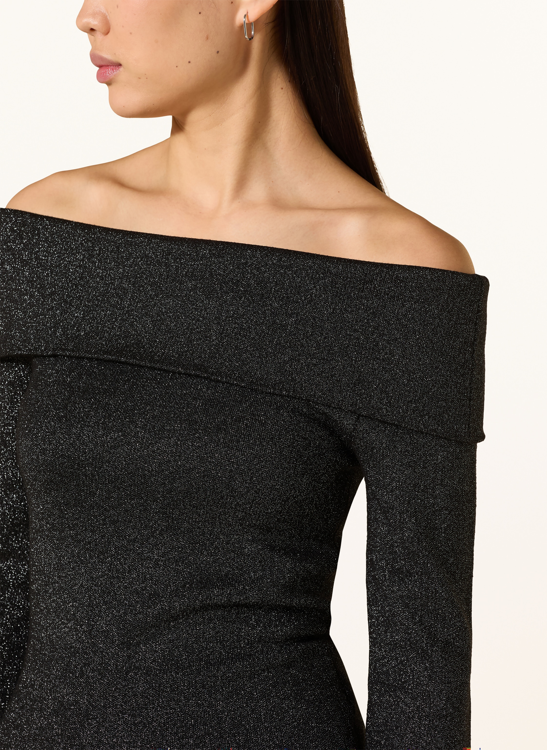 Thumbnail - Malina Off-Shoulder-Pullover Cirella Mit Glitzergarn schwarz