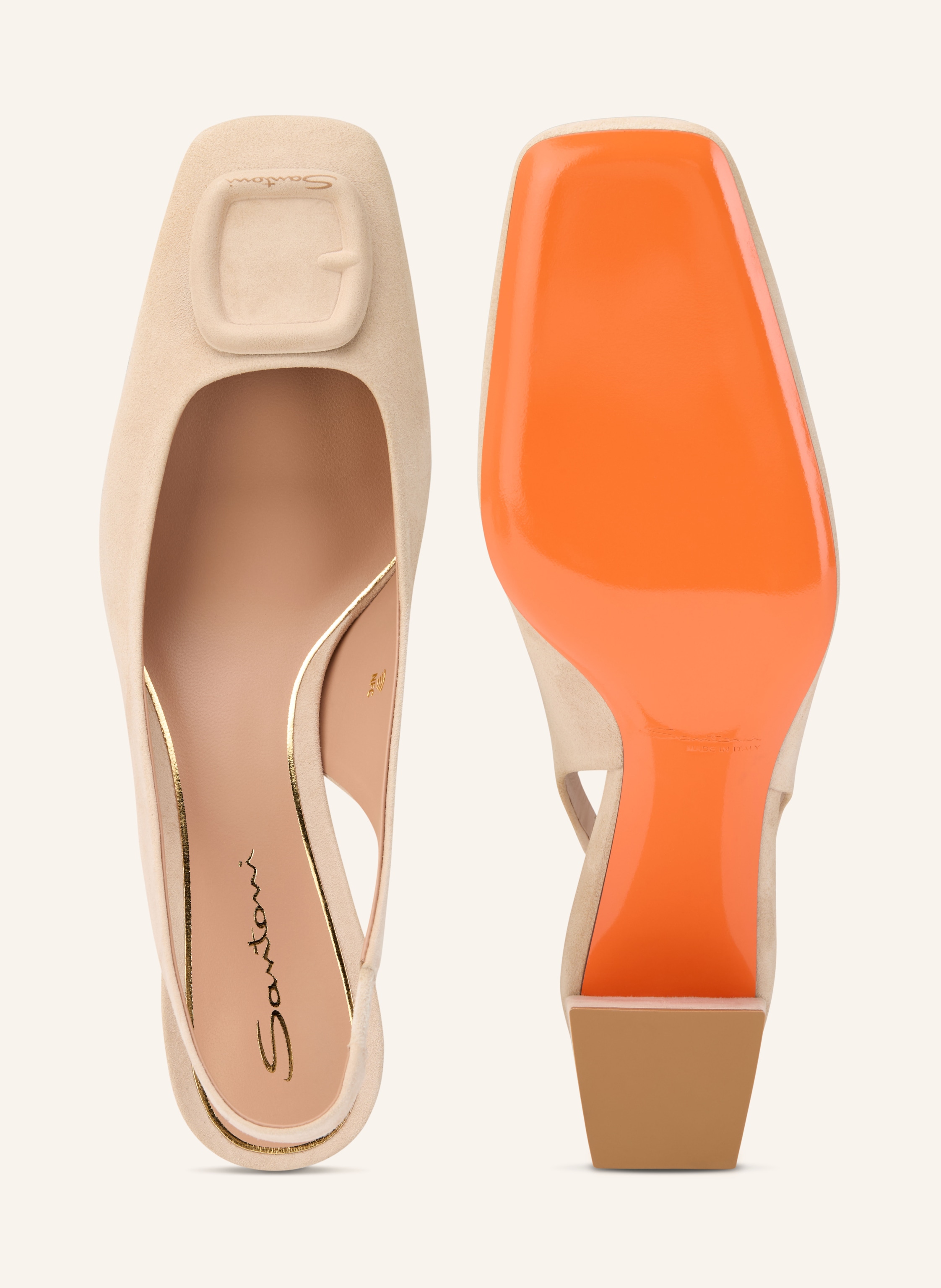 Thumbnail - Santoni Slingpumps Marta beige