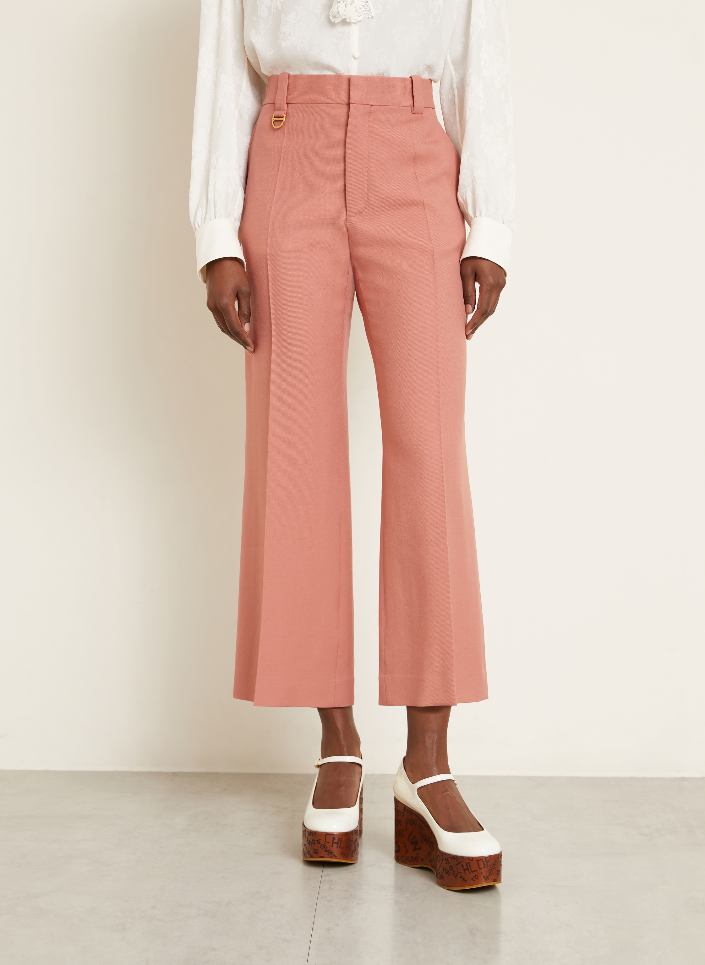 Thumbnail - Chloé Marlenehosen Gabardine rosa