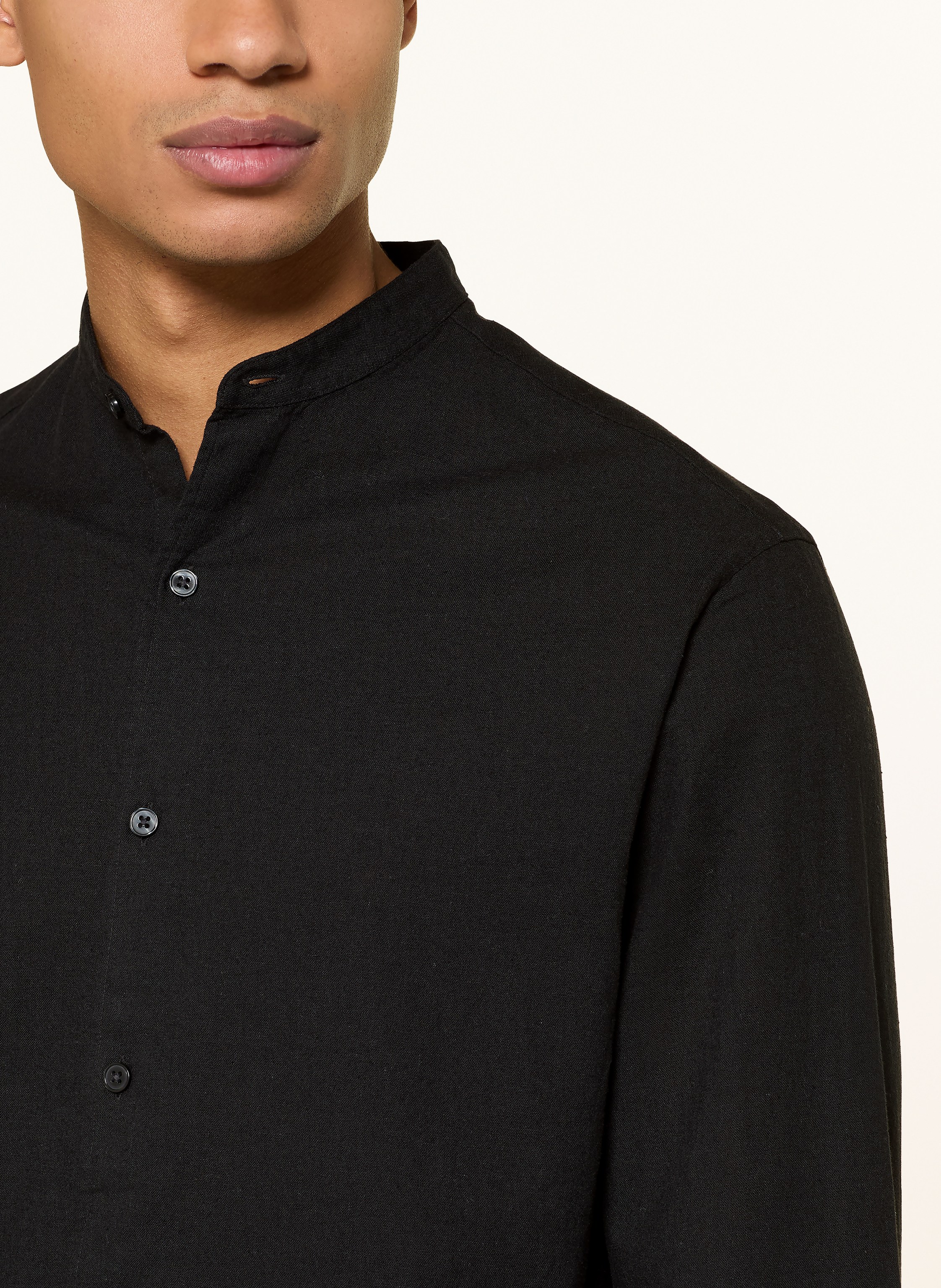 Thumbnail - Paul Hemd Comfort Fit Mit Stehkragen schwarz
