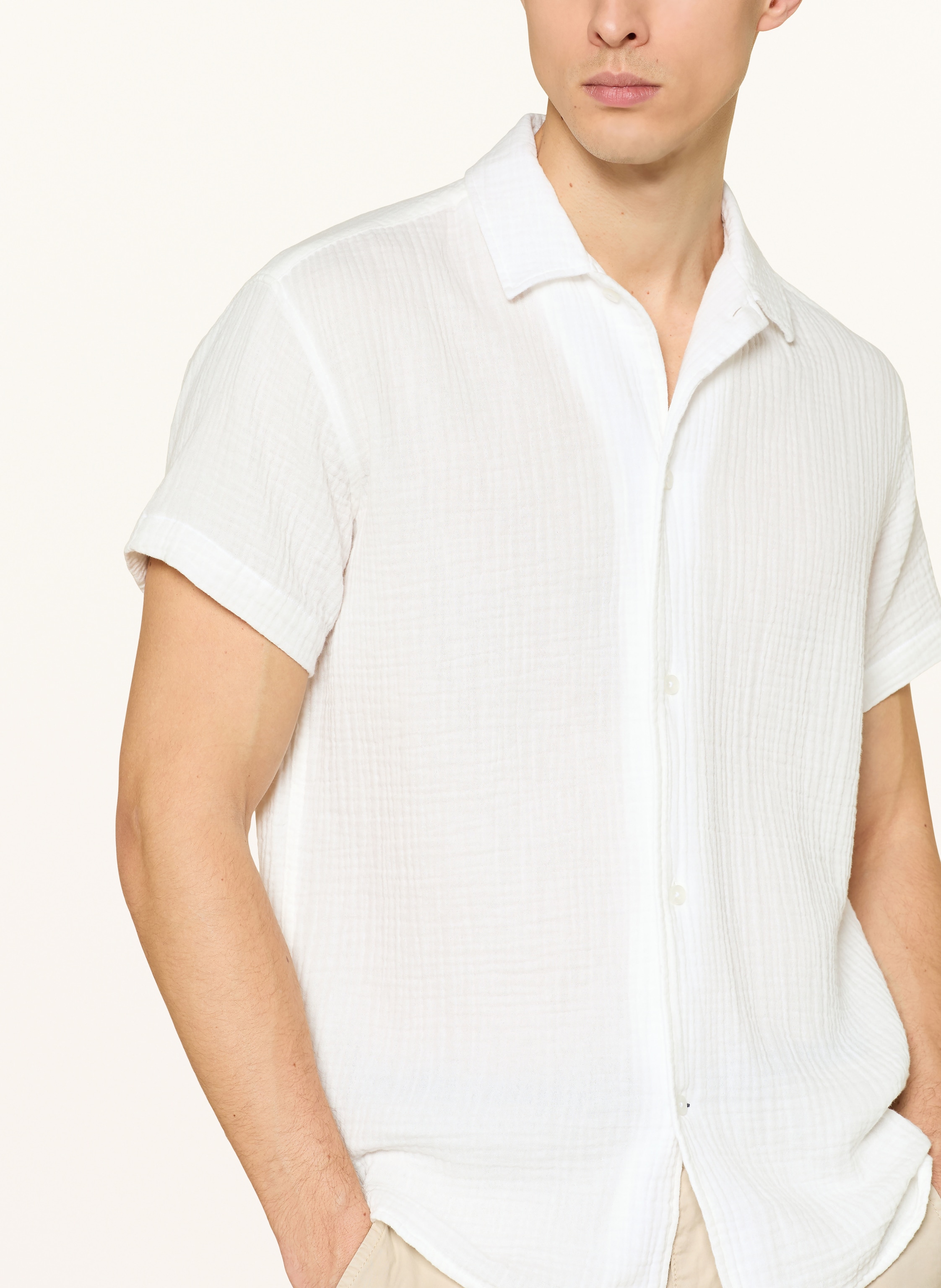 Thumbnail - Strokesman's Resorthemd Comfort Fit Aus Musselin weiss