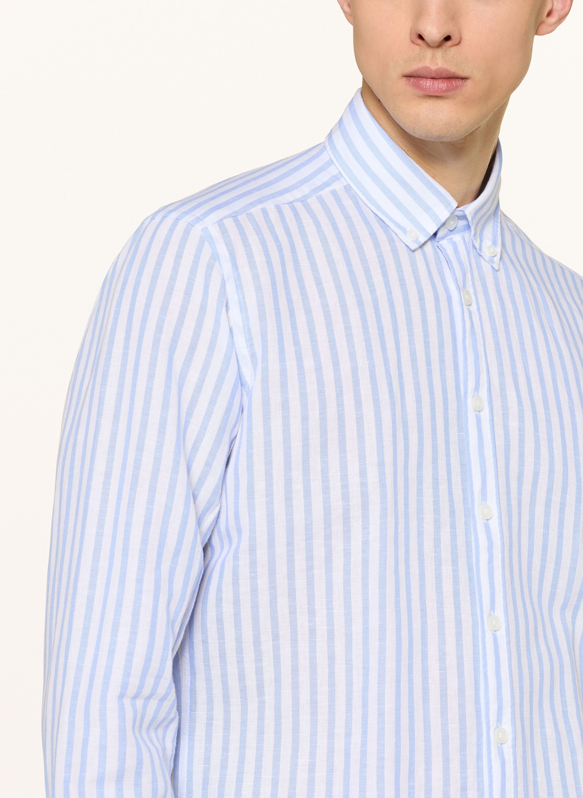 Thumbnail - Strokesman's Hemd Regular Fit Mit Leinen blau