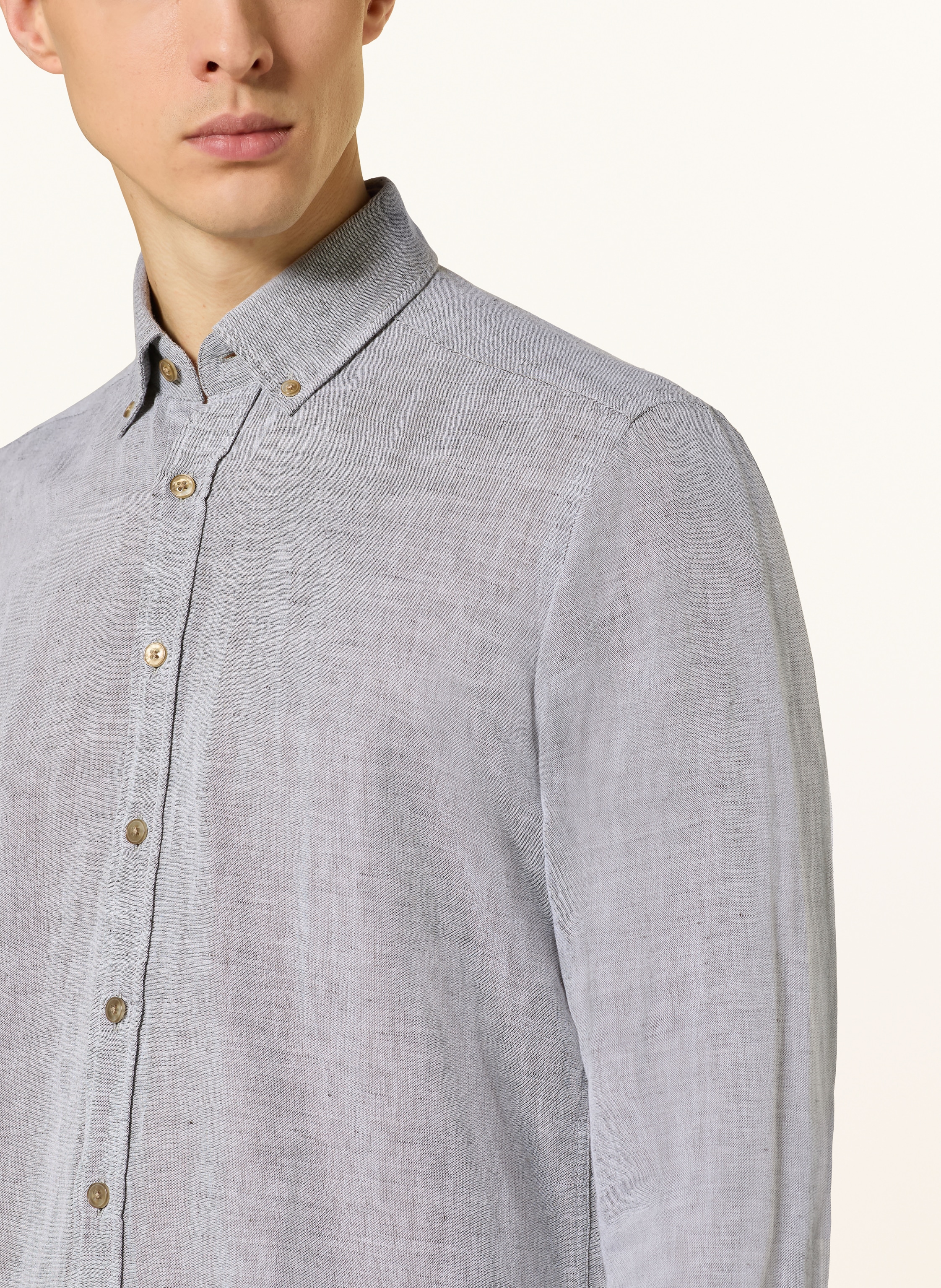 Thumbnail - Strokesman's Hemd Regular Fit Mit Leinen gruen