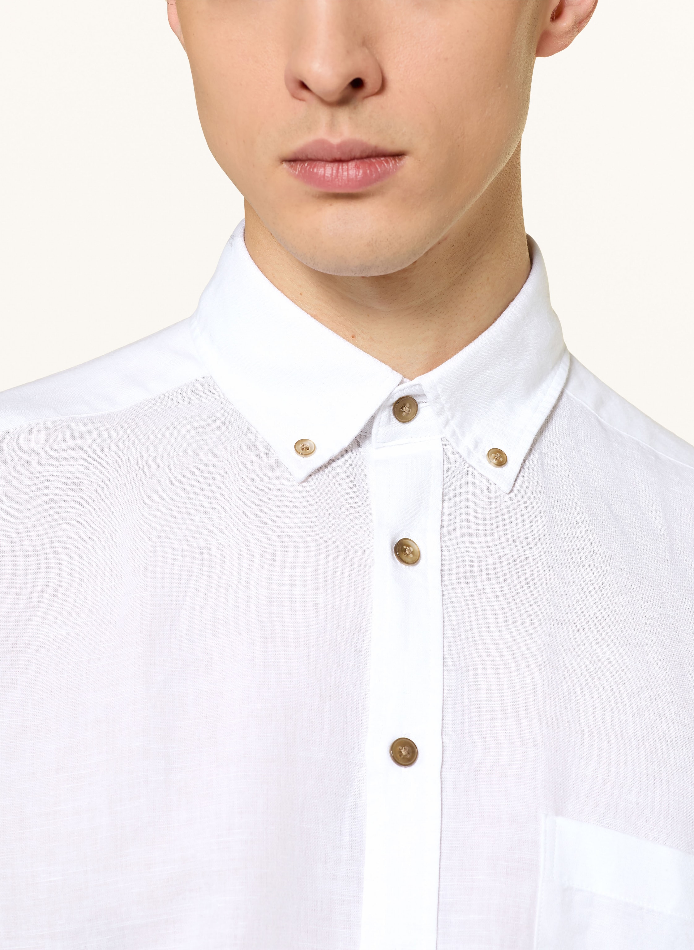 Thumbnail - Strokesman's Kurzarm-Hemd Comfort Fit Mit Leinen weiss