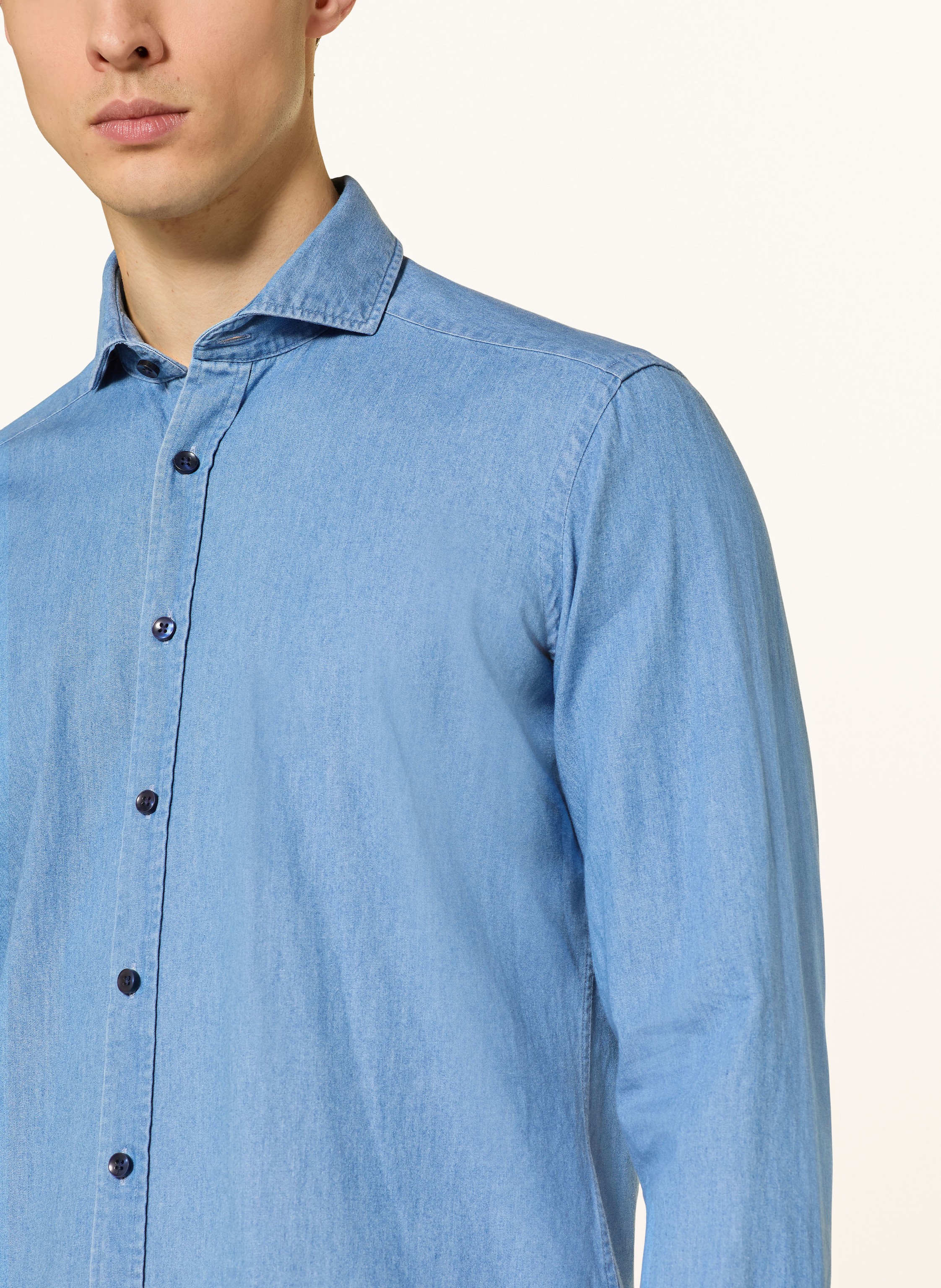 Thumbnail - Strokesman's Hemd Regular Fit In Jeansoptik blau