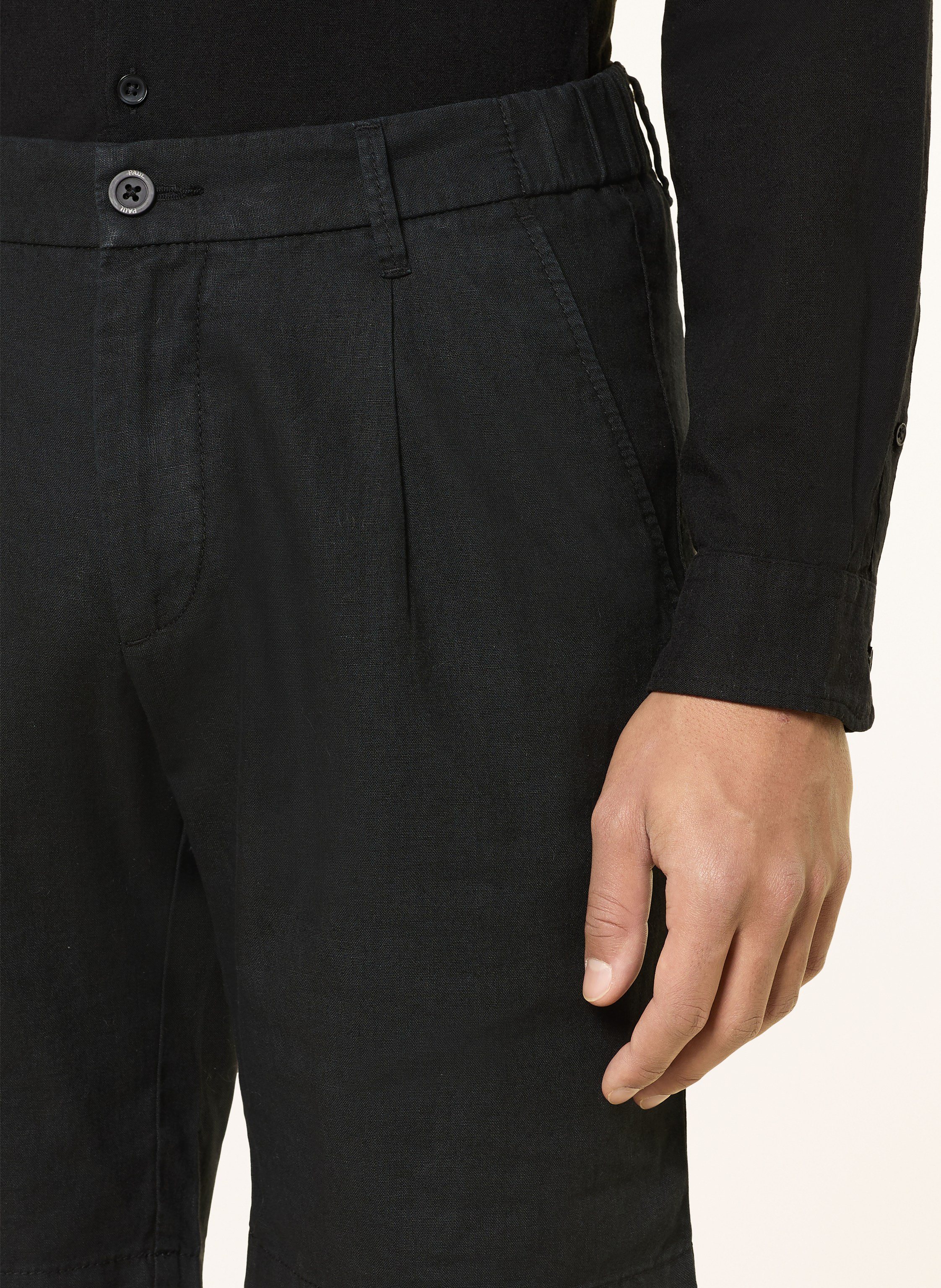 Thumbnail - Paul Chinoshorts Comfort Fit Mit Leinen schwarz