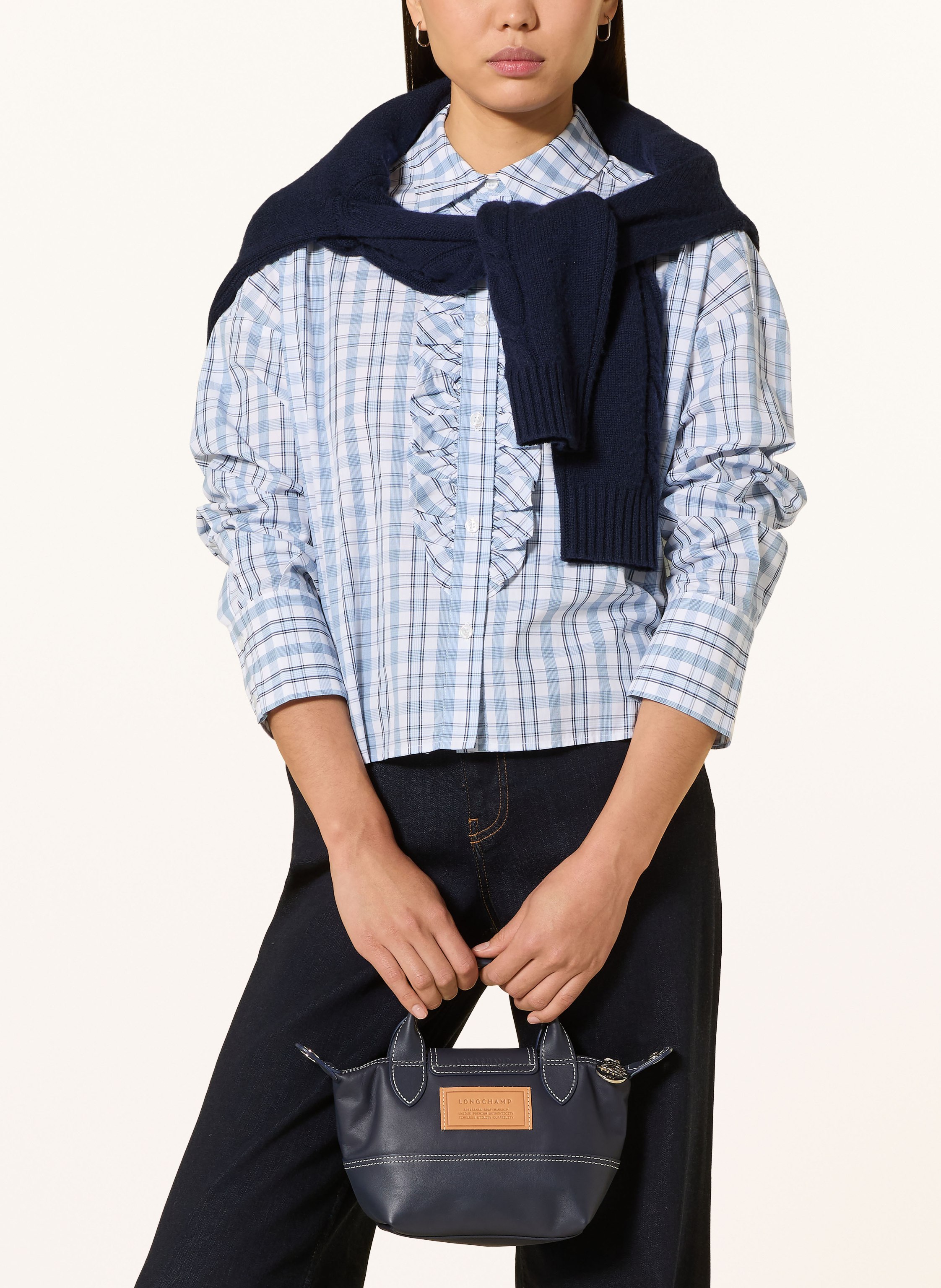 Thumbnail - Darling Harbour Hemdbluse Mit Rüschen blau