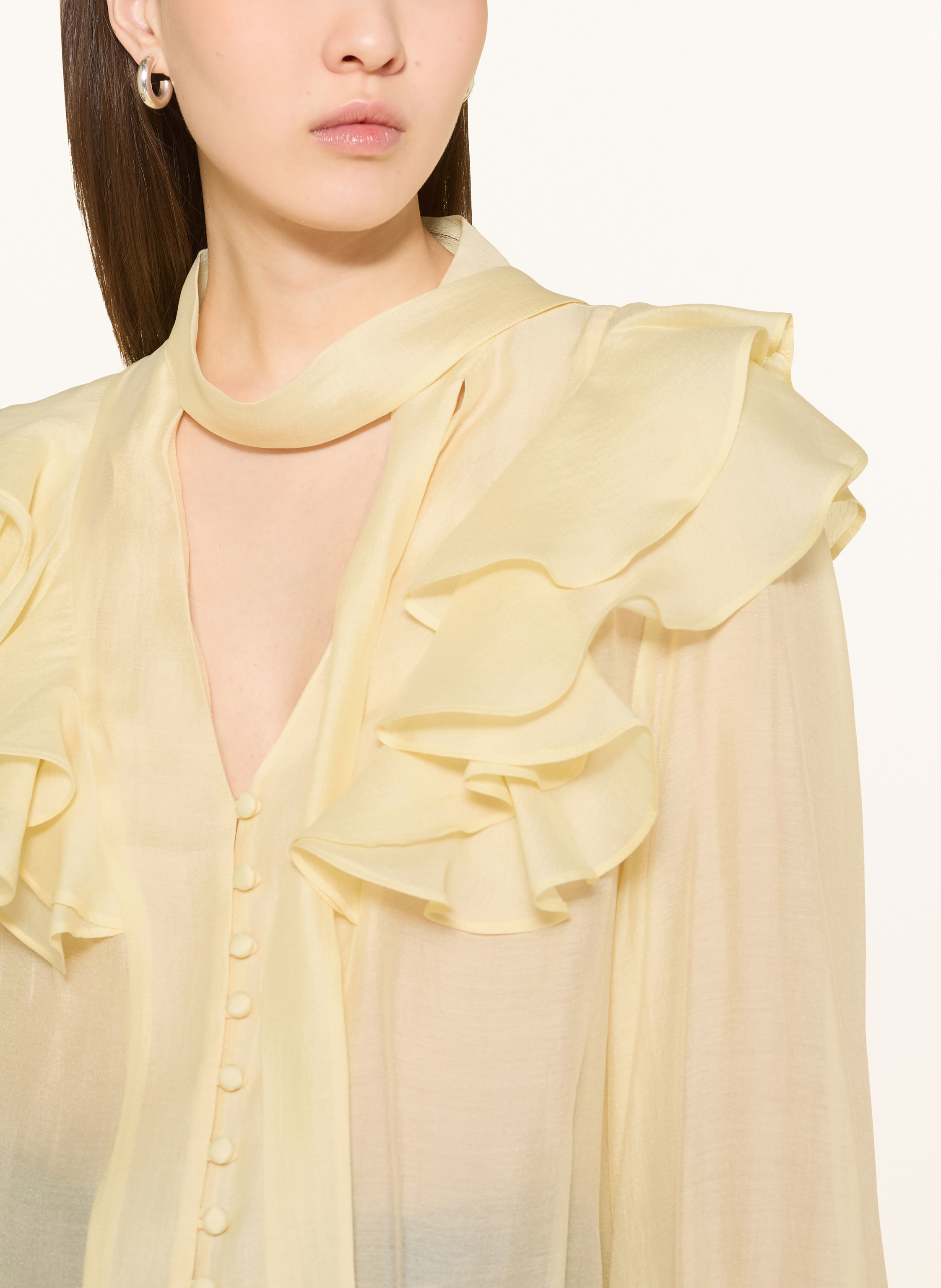 Thumbnail - Mrs & Hugs Schluppenbluse Mit Volants gelb