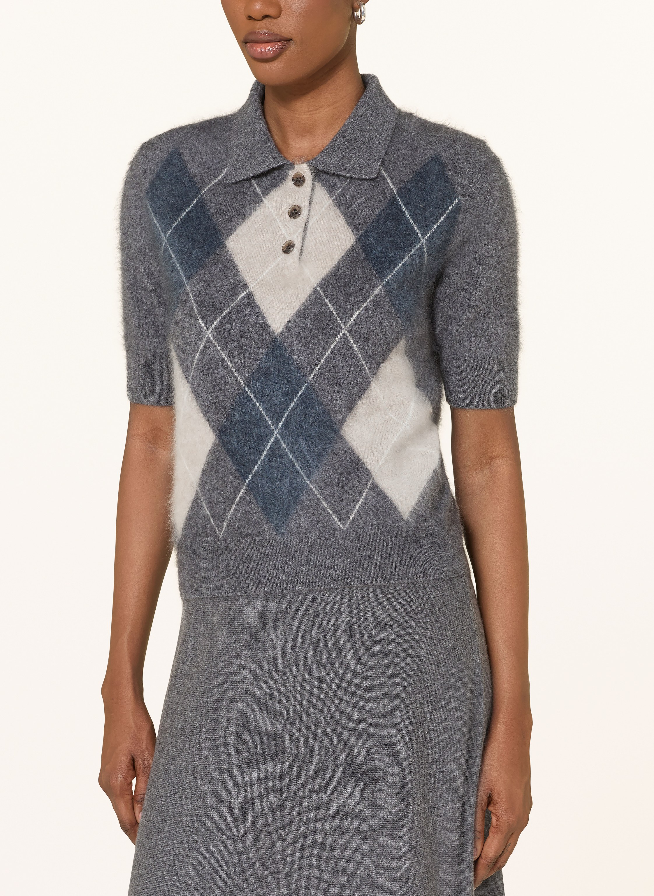 Thumbnail - Lisa Yang Strick-Poloshirt Aus Cashmere grau